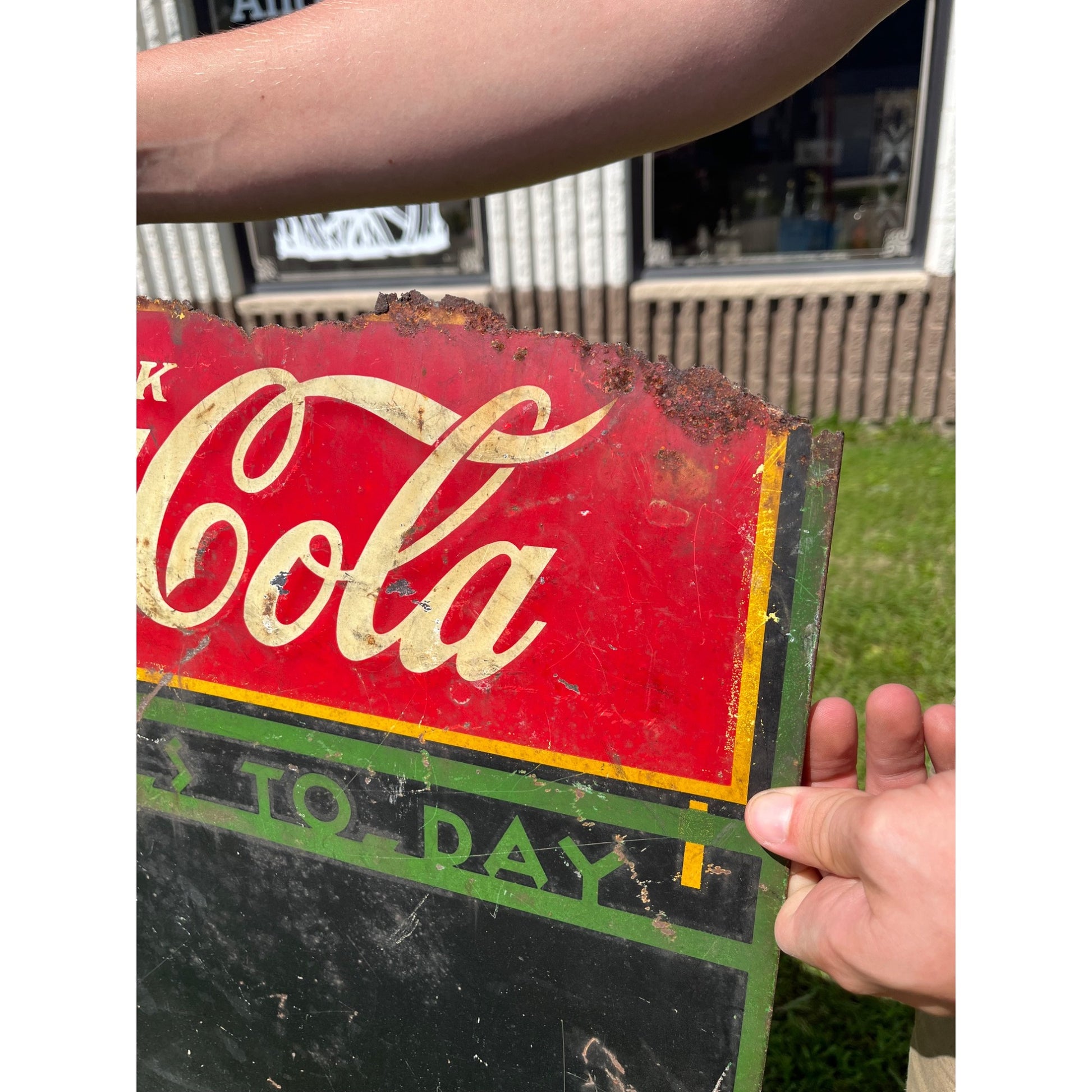 Vintage 1938 Coca Cola Tin Embossed Sign Menu Board Art Deco