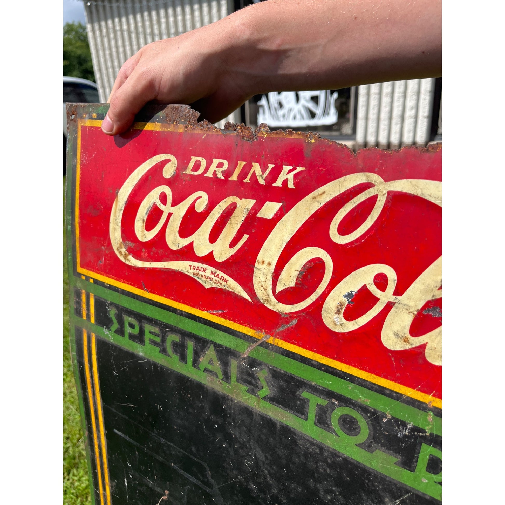 Vintage 1938 Coca Cola Tin Embossed Sign Menu Board Art Deco