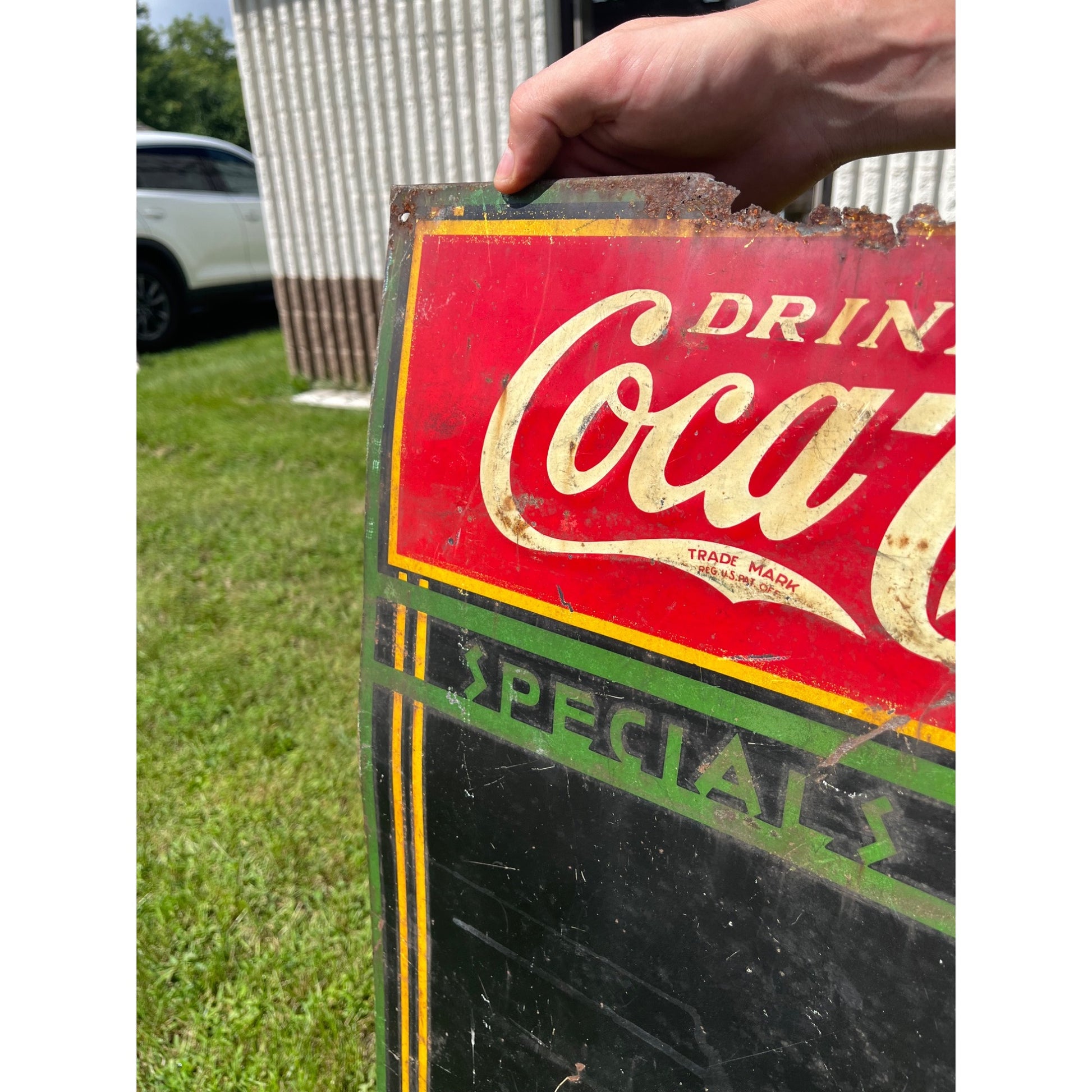 Vintage 1938 Coca Cola Tin Embossed Sign Menu Board Art Deco