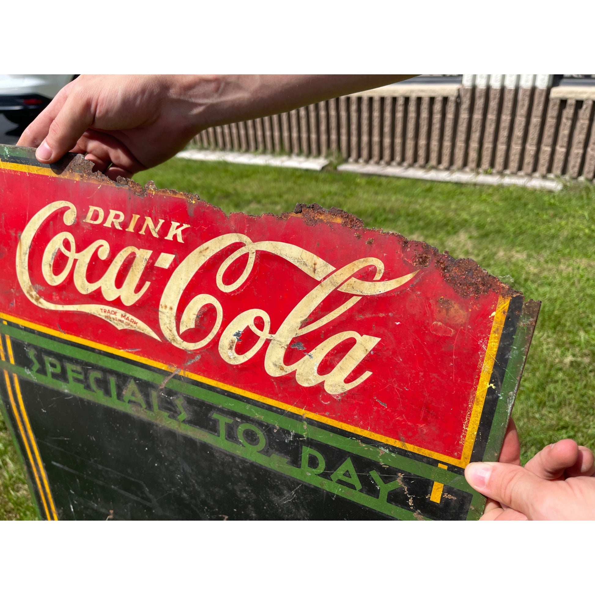 Vintage 1938 Coca Cola Tin Embossed Sign Menu Board Art Deco