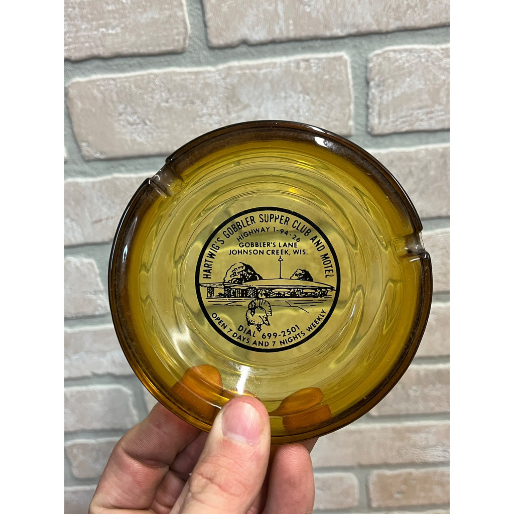 Vintage Hartwig's Gobbler Supper Club & Motel Ashtray Lane Johnson Creek Wi