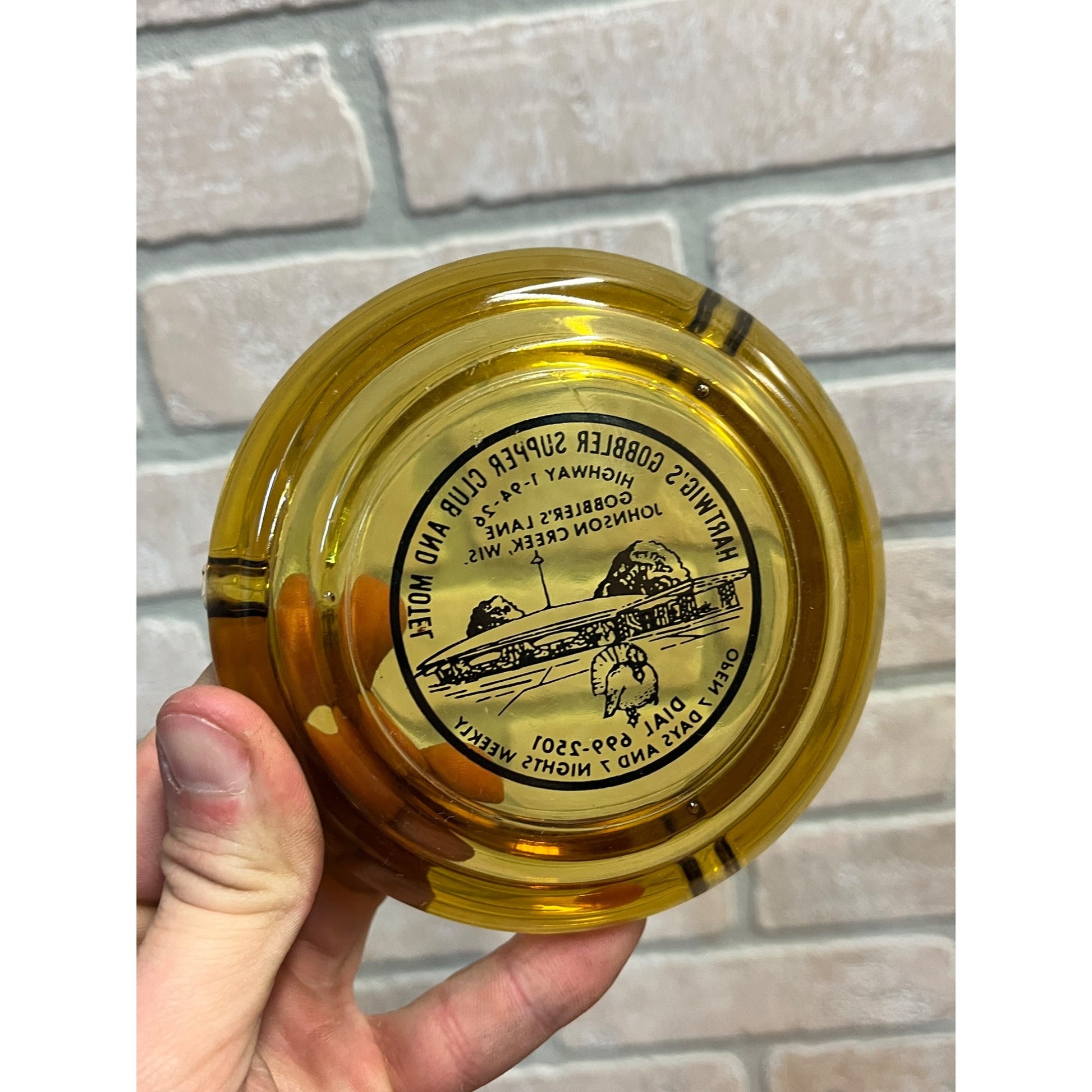 Vintage Hartwig's Gobbler Supper Club & Motel Ashtray Lane Johnson Creek Wi