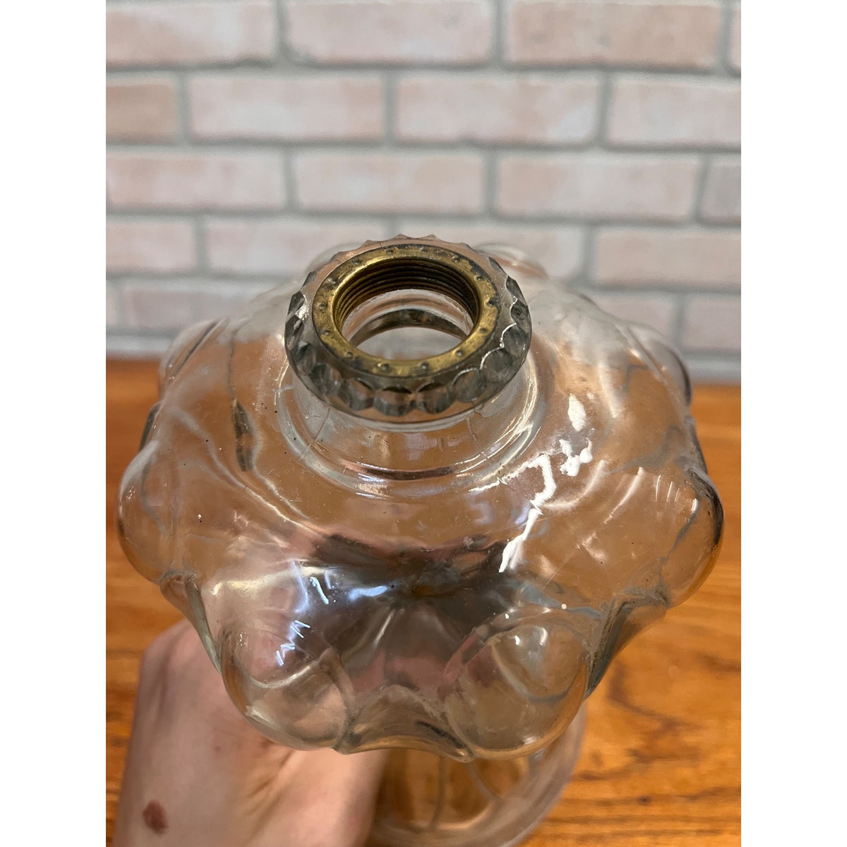 Antique Vintage Glass Pedestal 9" Kerosene Oil Lamp - No Burner - 7/8" Thread