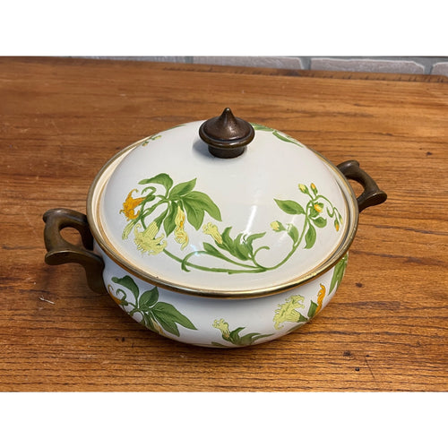 Vintage Sweet Honeysuckle Vine Dutch Oven Pot Enamelware ASTA Fissler 9"