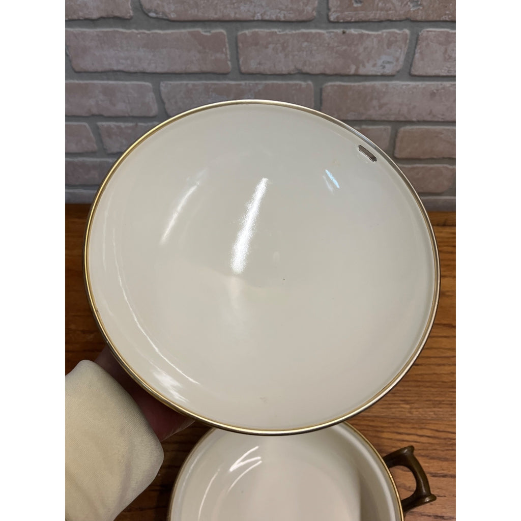 Vintage Sweet Honeysuckle Vine Dutch Oven Pot Enamelware ASTA Fissler 9"