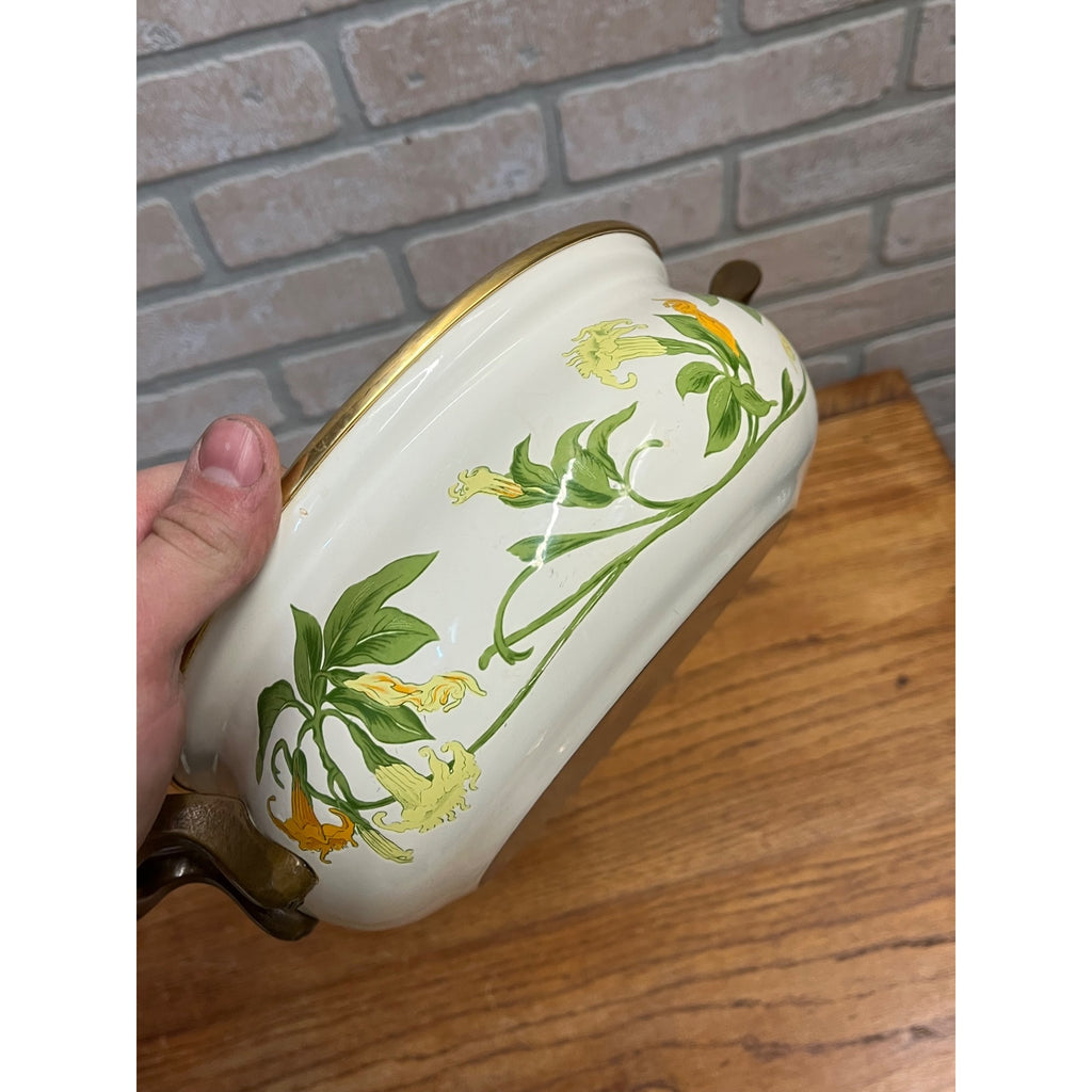 Vintage Sweet Honeysuckle Vine Dutch Oven Pot Enamelware ASTA Fissler 9"