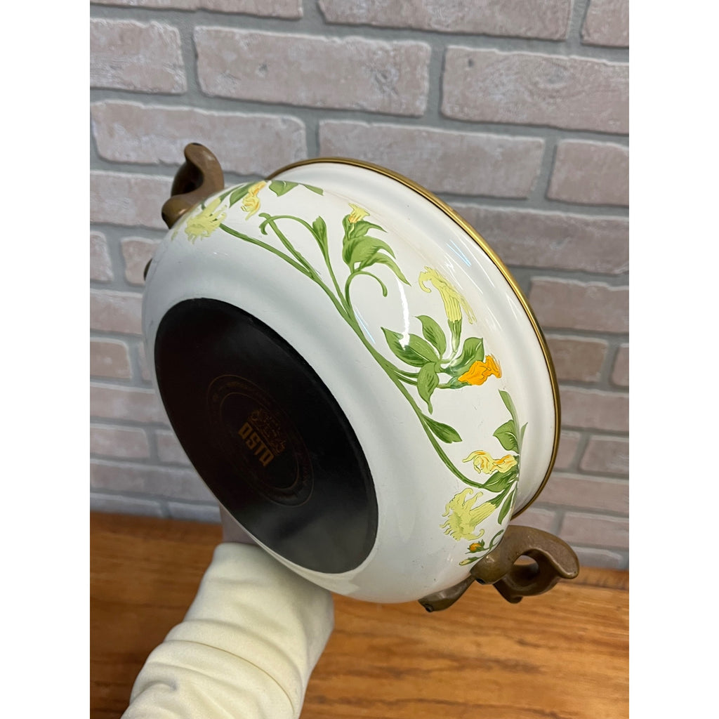 Vintage Sweet Honeysuckle Vine Dutch Oven Pot Enamelware ASTA Fissler 9"