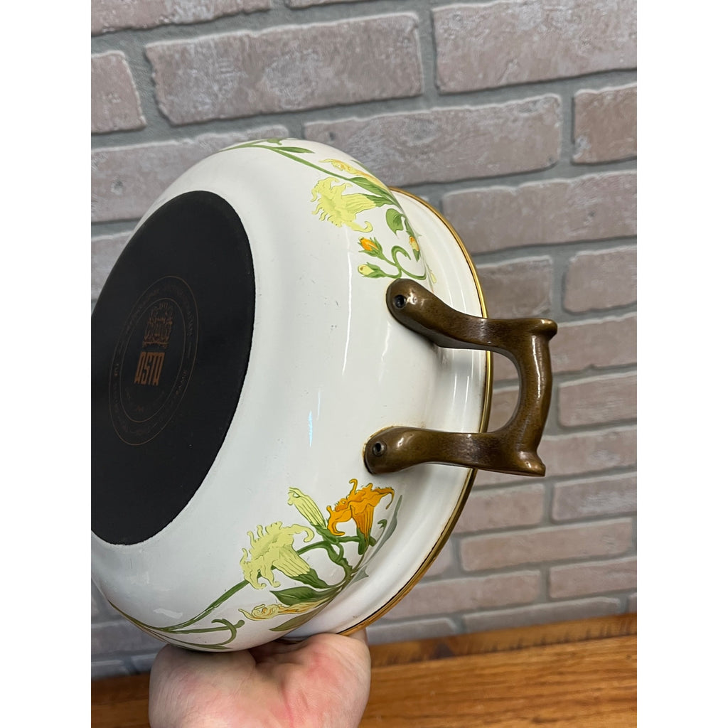 Vintage Sweet Honeysuckle Vine Dutch Oven Pot Enamelware ASTA Fissler 9"