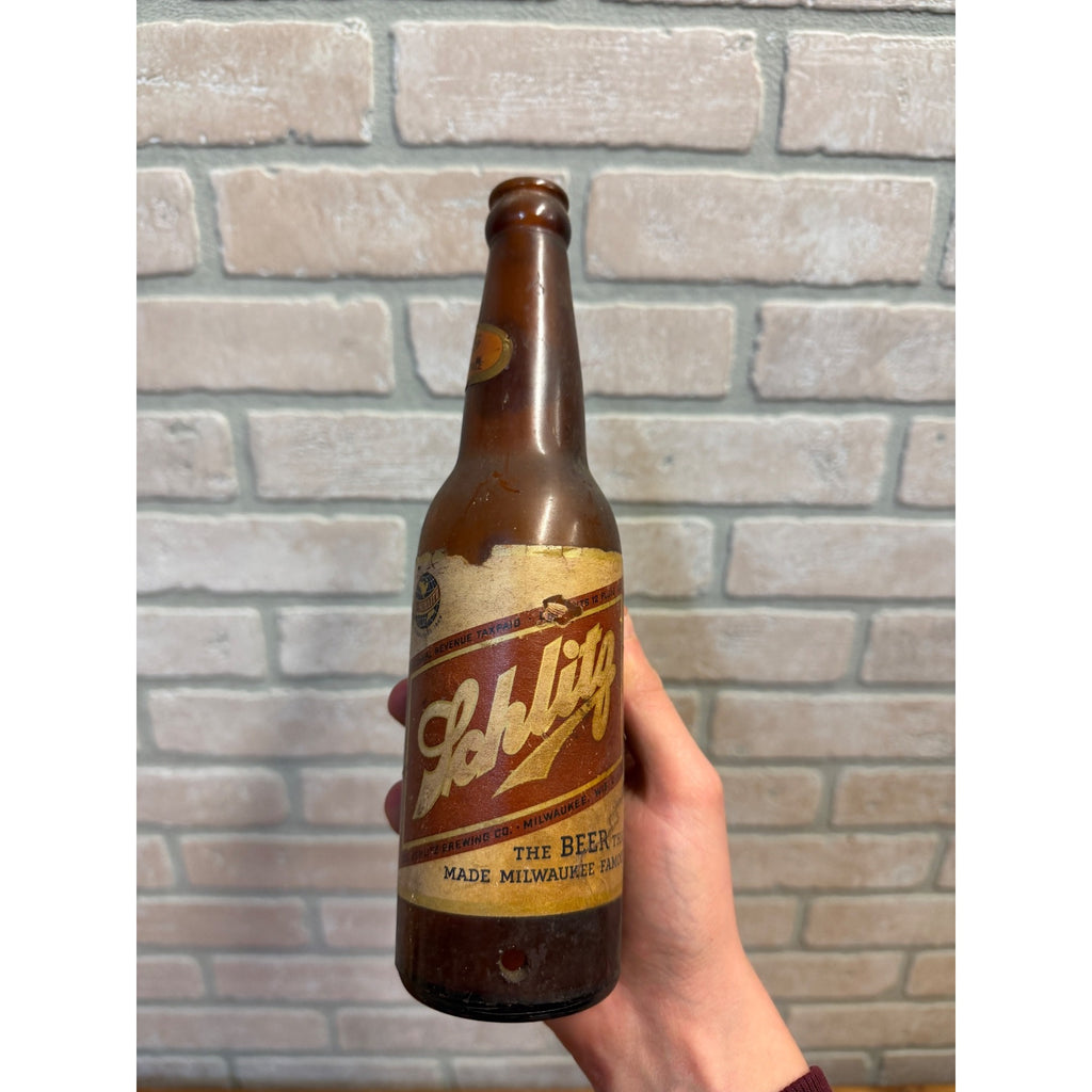 Vintage 1939 Schlitz Beer Bottle 12oz Old Timers West Bend IRTP Wisconsin