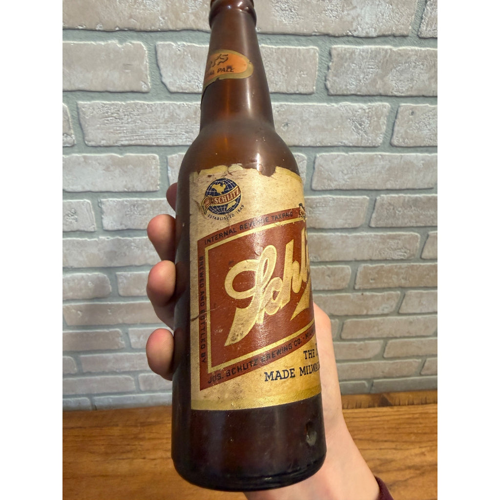Vintage 1939 Schlitz Beer Bottle 12oz Old Timers West Bend IRTP Wisconsin