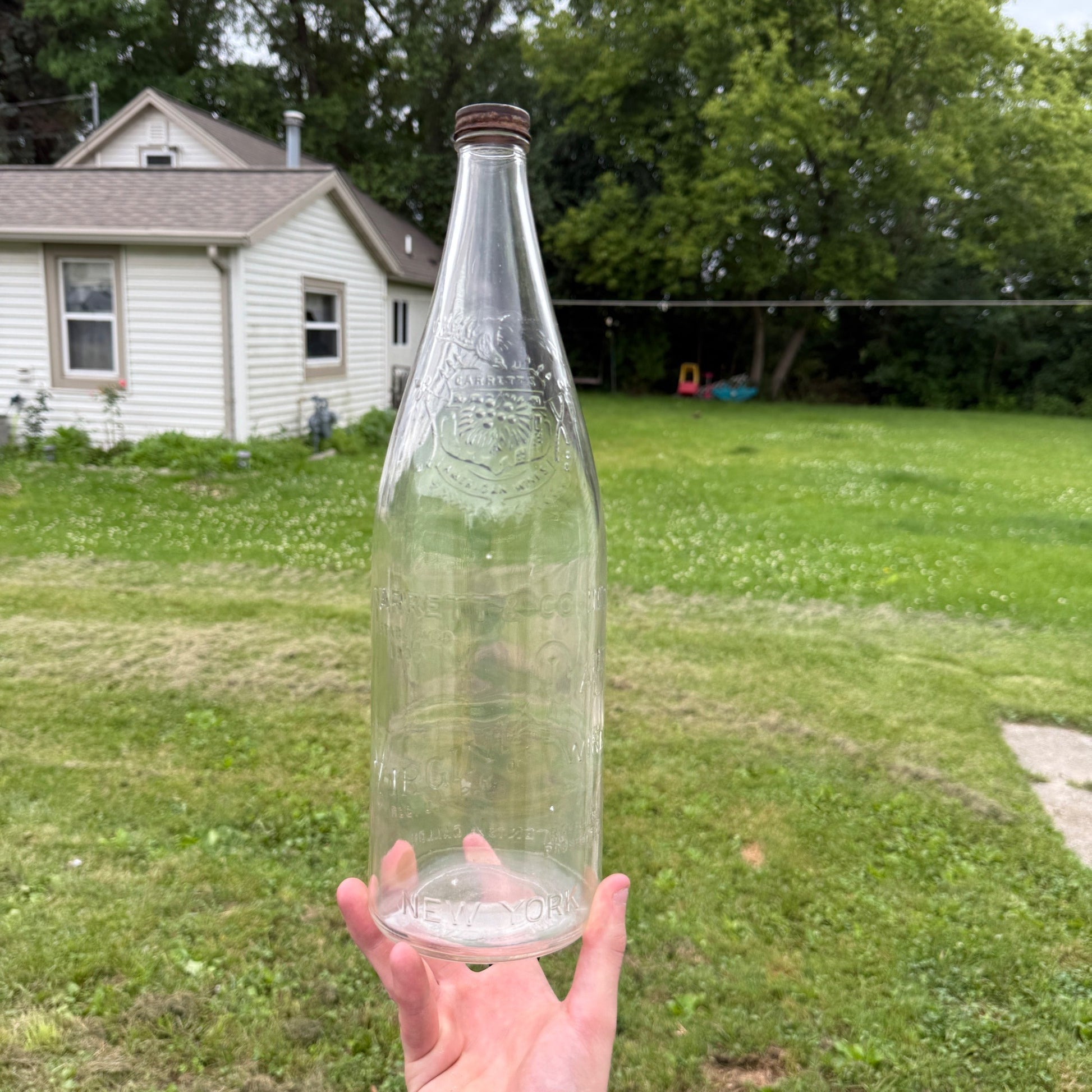 Large 14” Tall Vintage Garrett’s Virginia Dare Wine Bottle Half Gallon W/ Cap