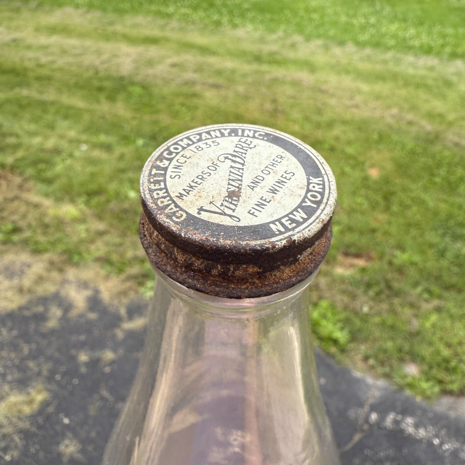 Large 14” Tall Vintage Garrett’s Virginia Dare Wine Bottle Half Gallon W/ Cap