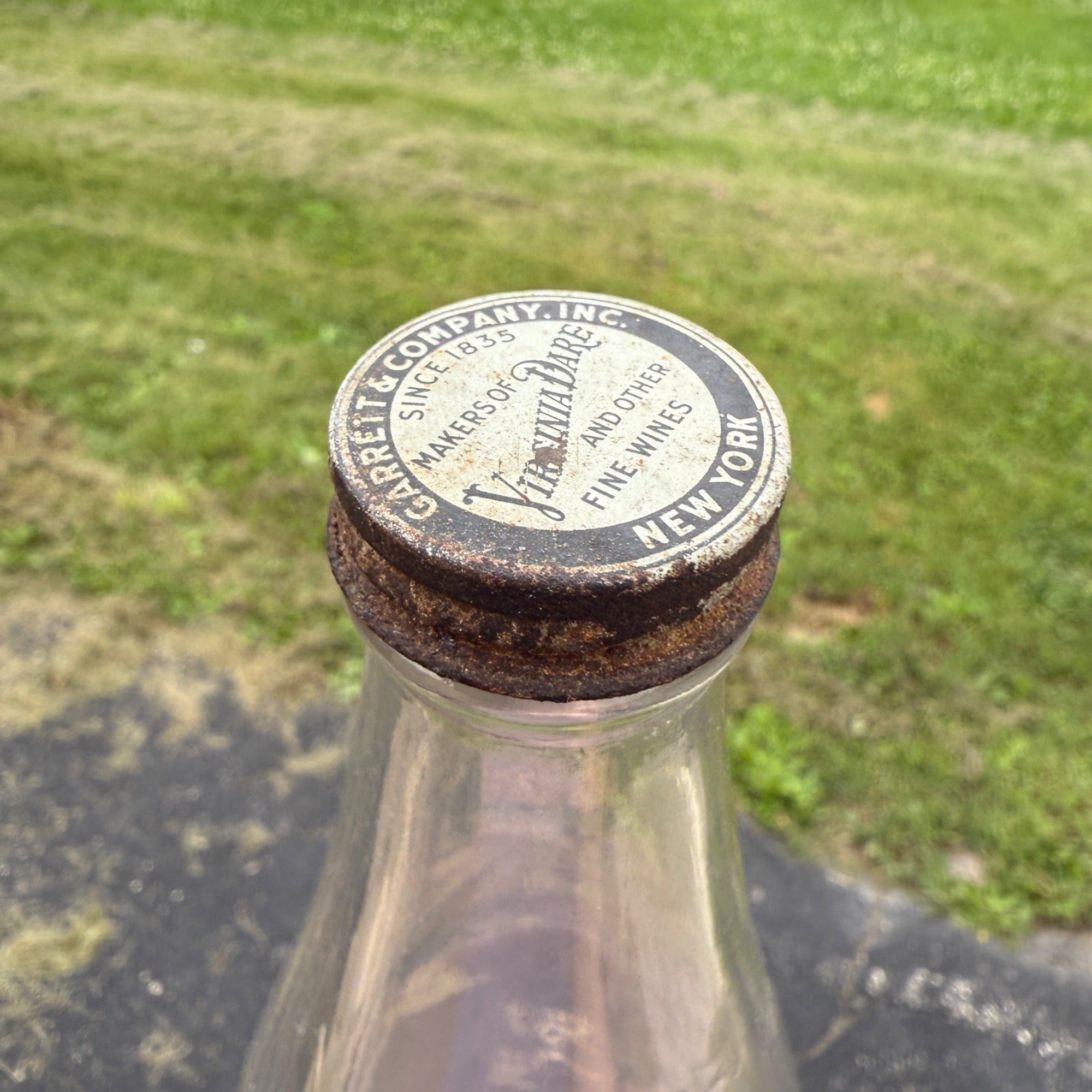Large 14” Tall Vintage Garrett’s Virginia Dare Wine Bottle Half Gallon W/ Cap