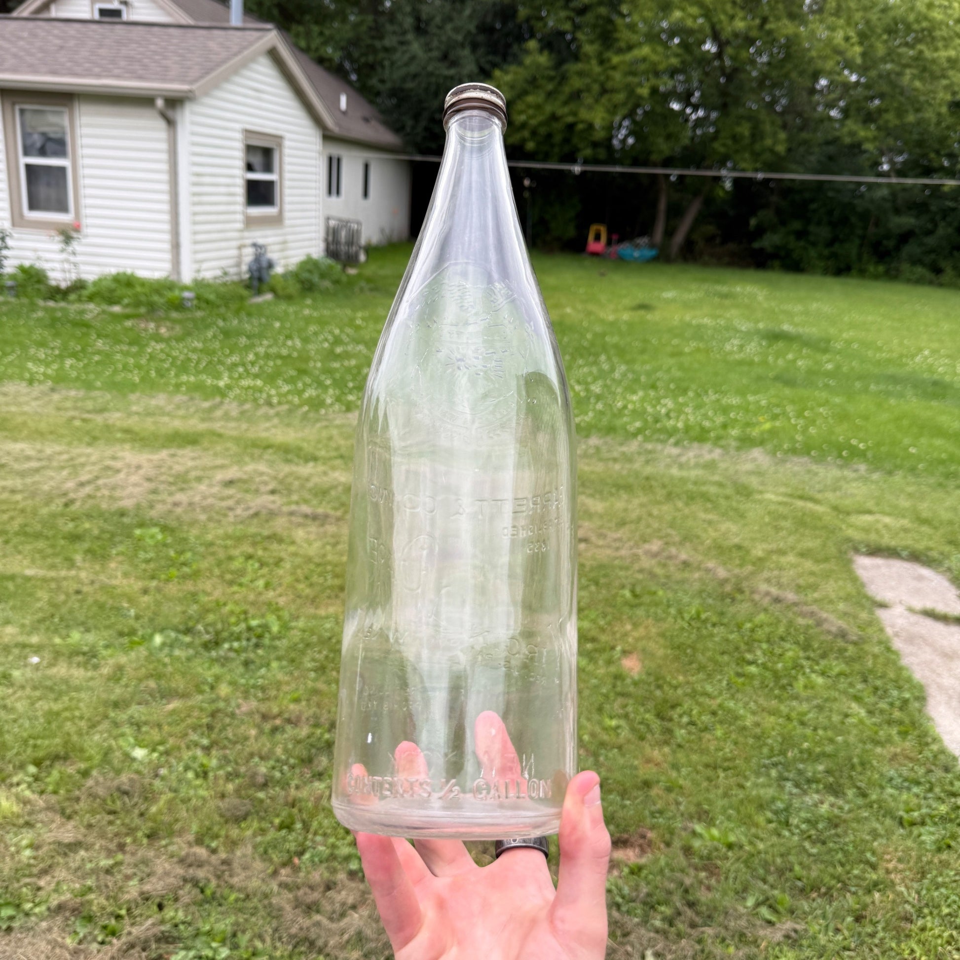 Large 14” Tall Vintage Garrett’s Virginia Dare Wine Bottle Half Gallon W/ Cap