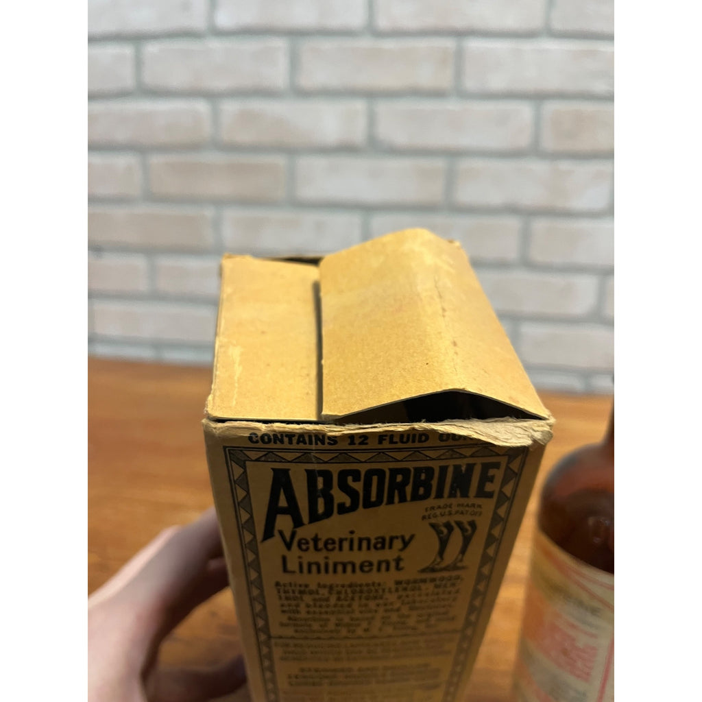 Vintage Absorbine Veterinary Liniment 12oz Bottle w/ Box Vintage Veterinary