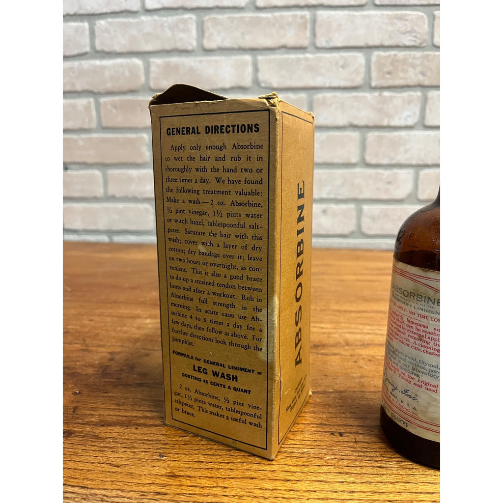 Vintage Absorbine Veterinary Liniment 12oz Bottle w/ Box Vintage Veterinary