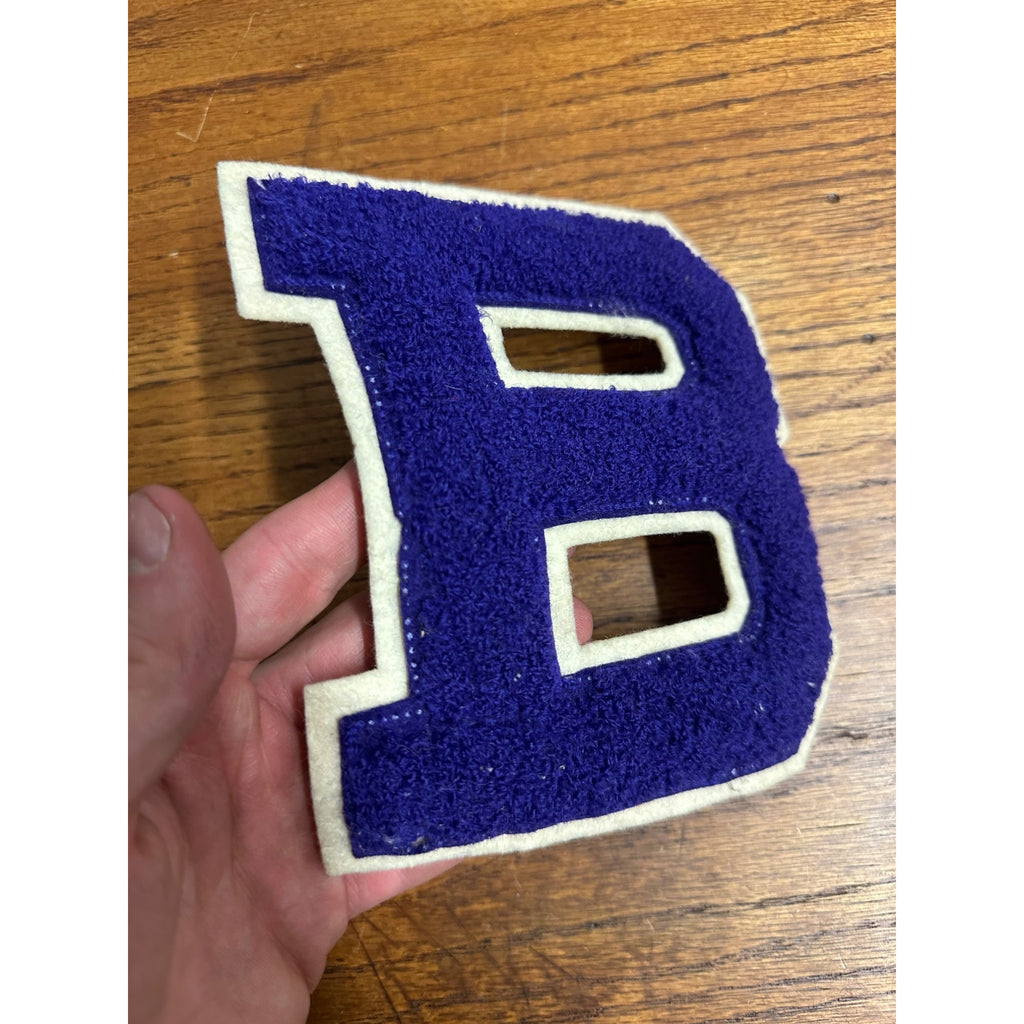 Vintage Varsity Letterman Jacket Coat Patch "B" Purple & White