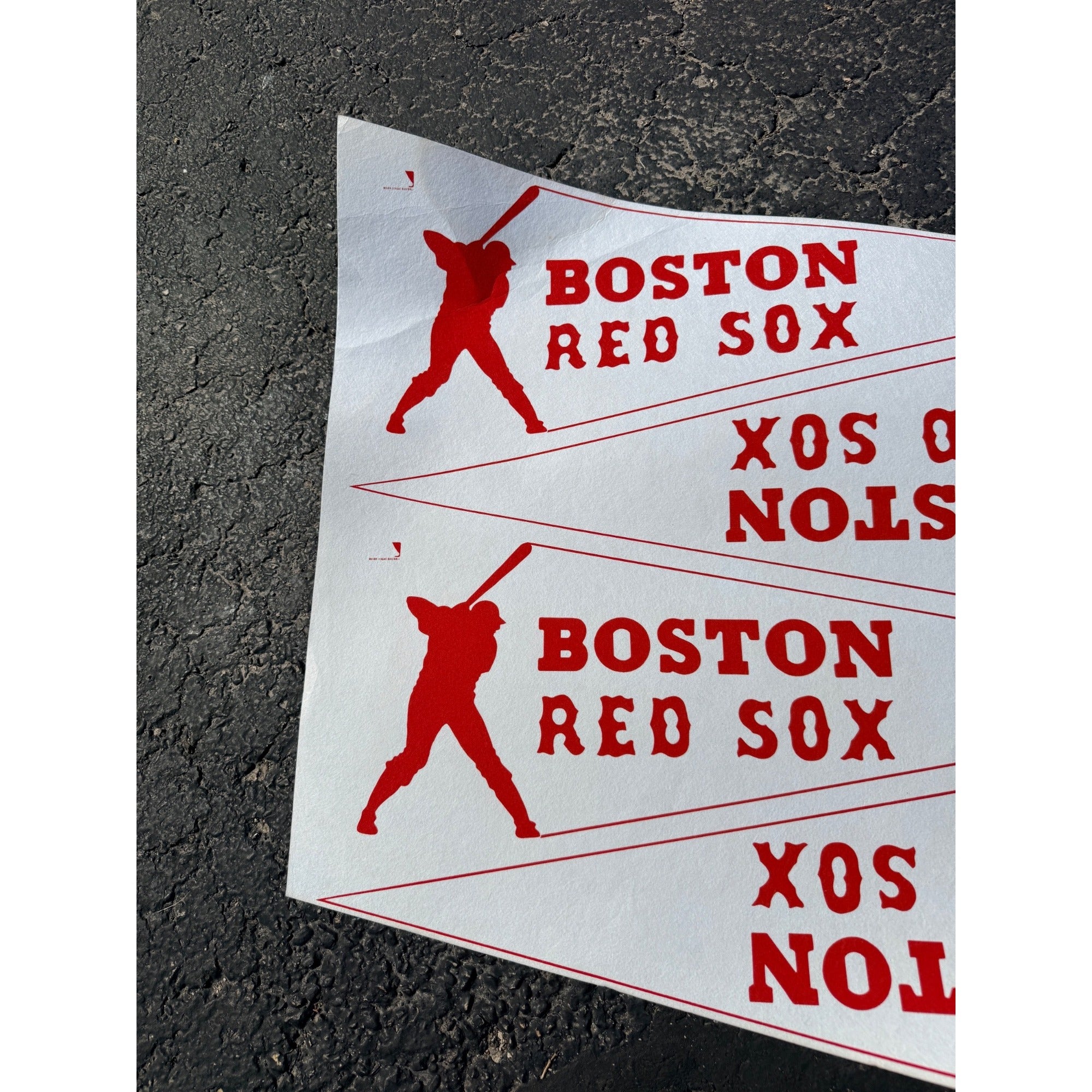 Vintage 1970s Boston Red Sox MLB Pennants Uncut Sheet of 4 Baseball Felt Banner