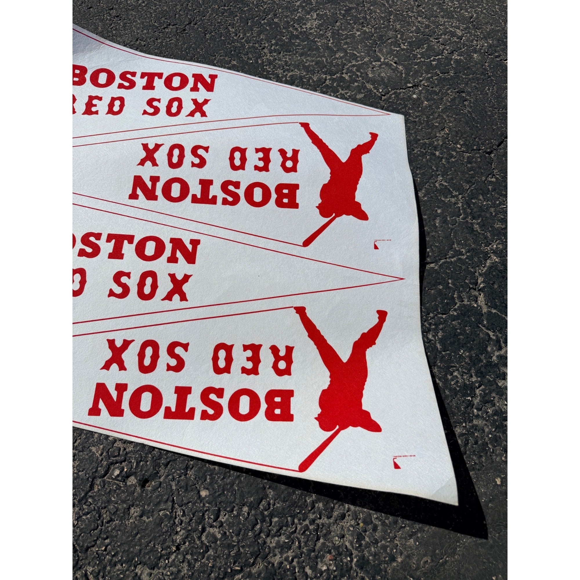 Vintage 1970s Boston Red Sox MLB Pennants Uncut Sheet of 4 Baseball Felt Banner