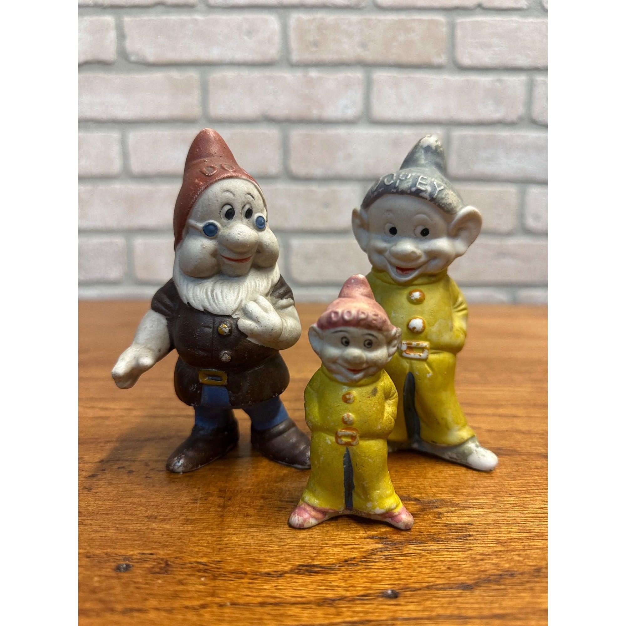 Vintage1930s Snow White Dwarfs Dopey & Doc Bisque Ceramic Figurines Figures (3)