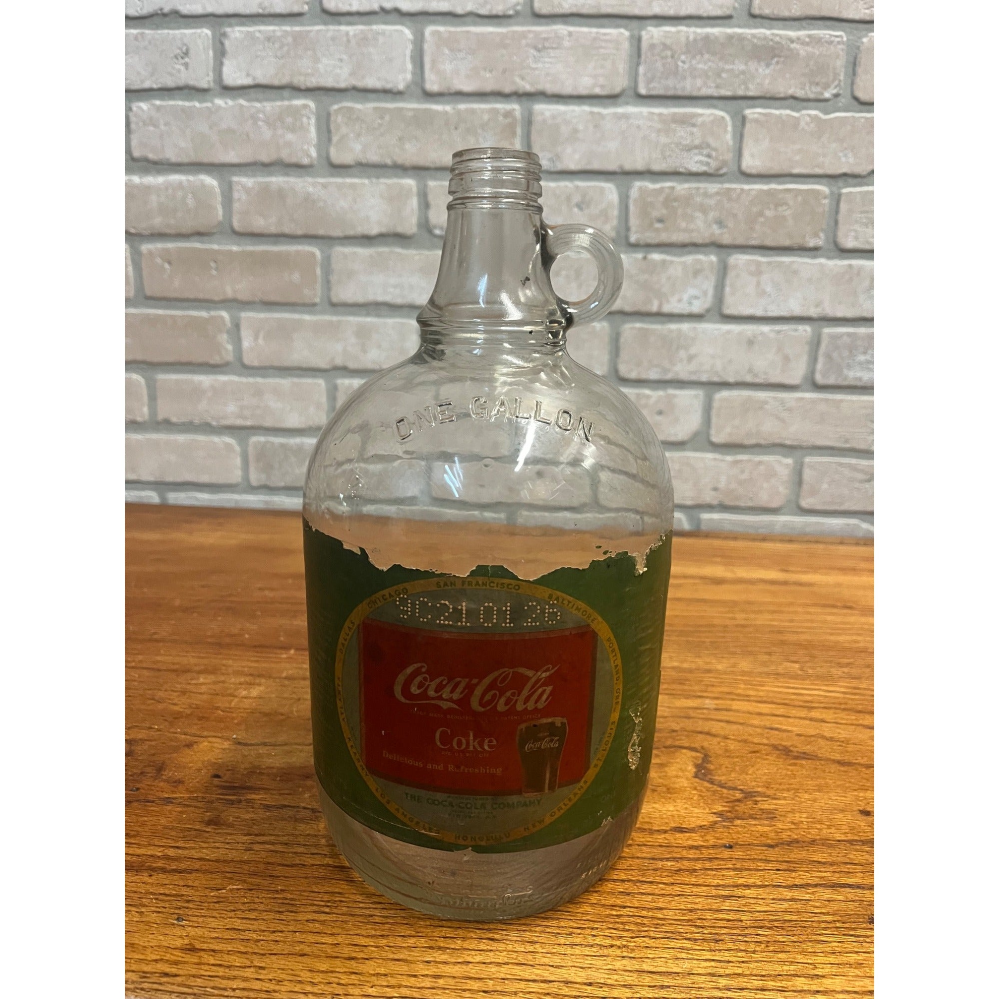 Vintage 1948 Coca Cola One Gallon Glass Fountain Syrup Bottle Jug Label 1940s