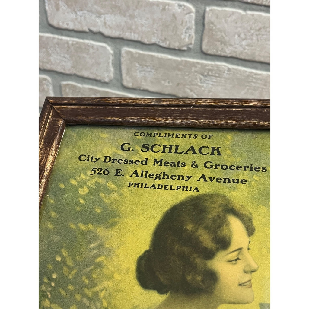 Vintage Schlack Advertising Litho Framed Meats Philadelphia Victorian Print