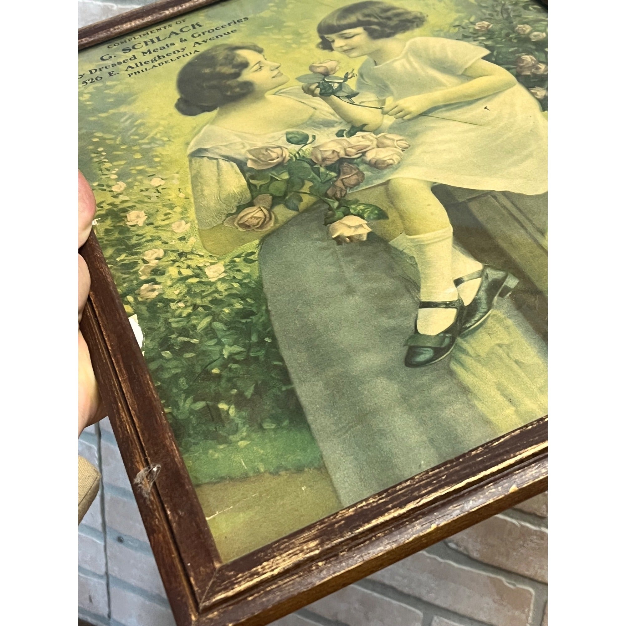 Vintage Schlack Advertising Litho Framed Meats Philadelphia Victorian Print