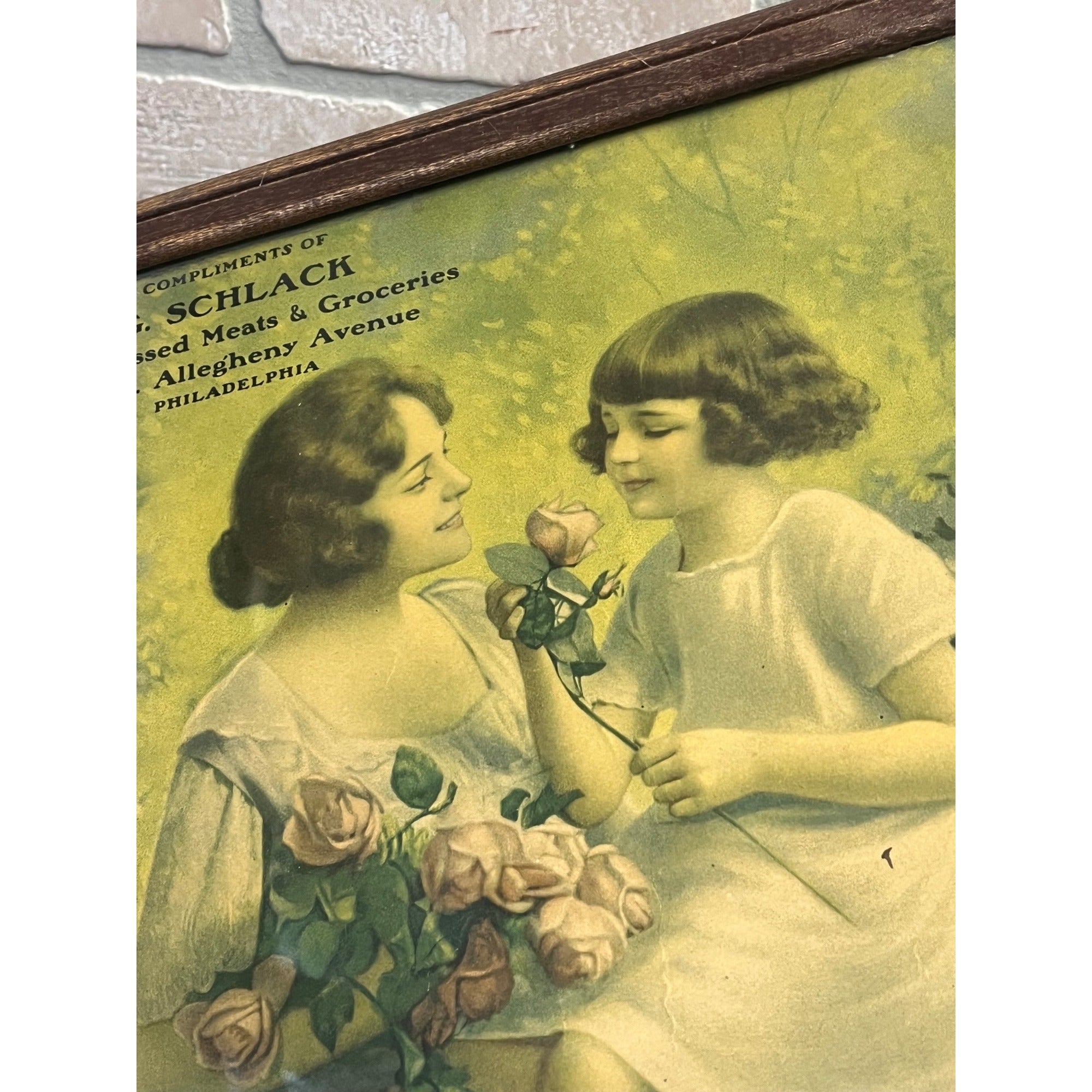 Vintage Schlack Advertising Litho Framed Meats Philadelphia Victorian Print