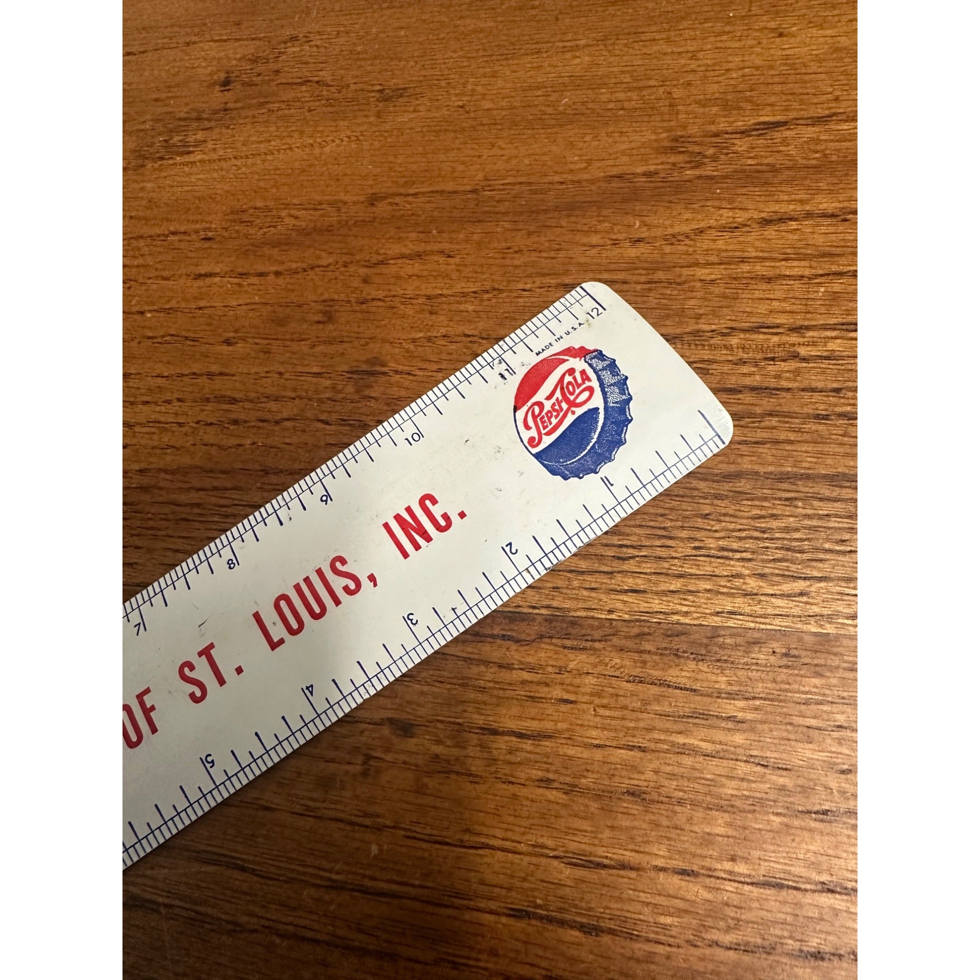 Vintage 1950s Pepsi Cola Metal Advertising Ruler St Louis Bottlers Bottling Co.