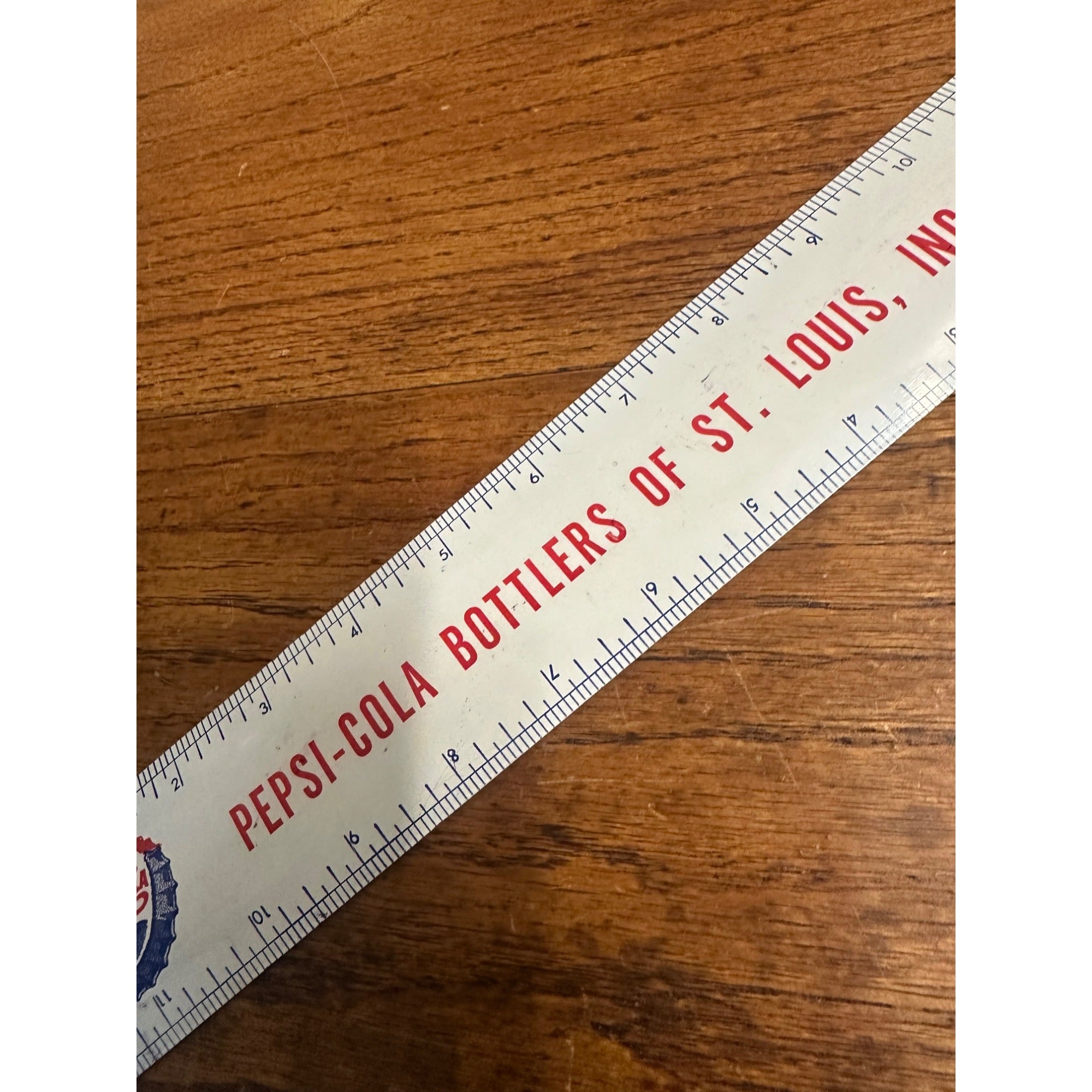 Vintage 1950s Pepsi Cola Metal Advertising Ruler St Louis Bottlers Bottling Co.