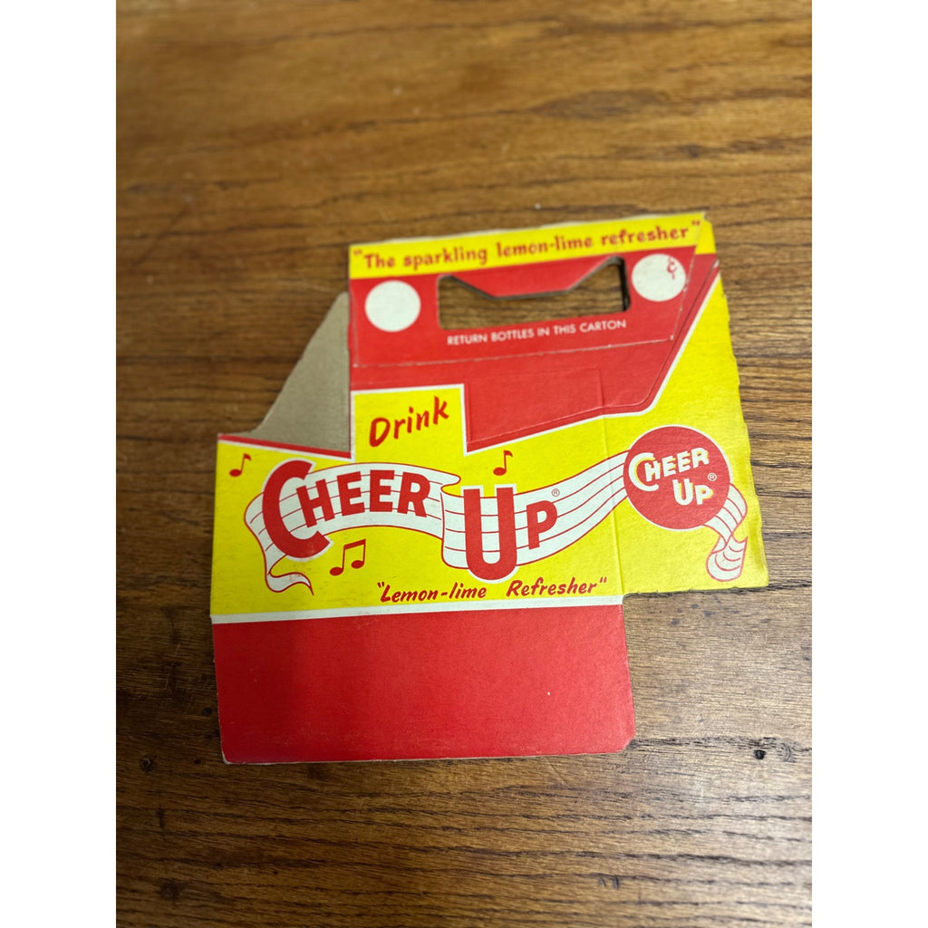 Vintage 1940s Cheer Up Soda Cardboard 6 Bottle Carrier NOS Soda Carrier Tote