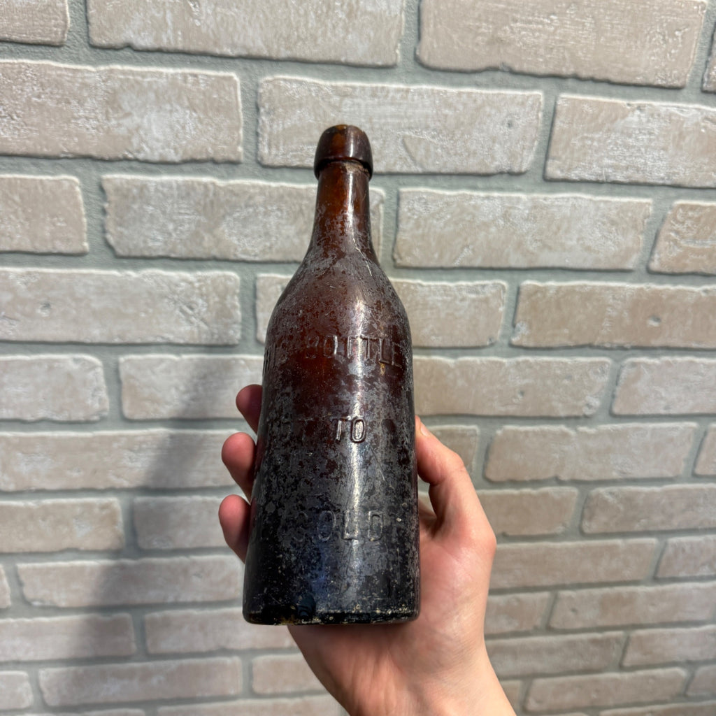 Antique Amber E.L. Husting Milwaukee Wisconsin Beer Bottle C.C.G.Co As-Is