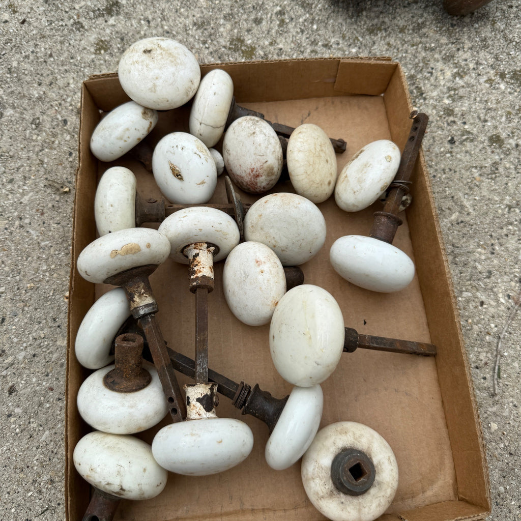 Antique White Porcelain Door Knobs Salvage Hardware Lot Victorian House