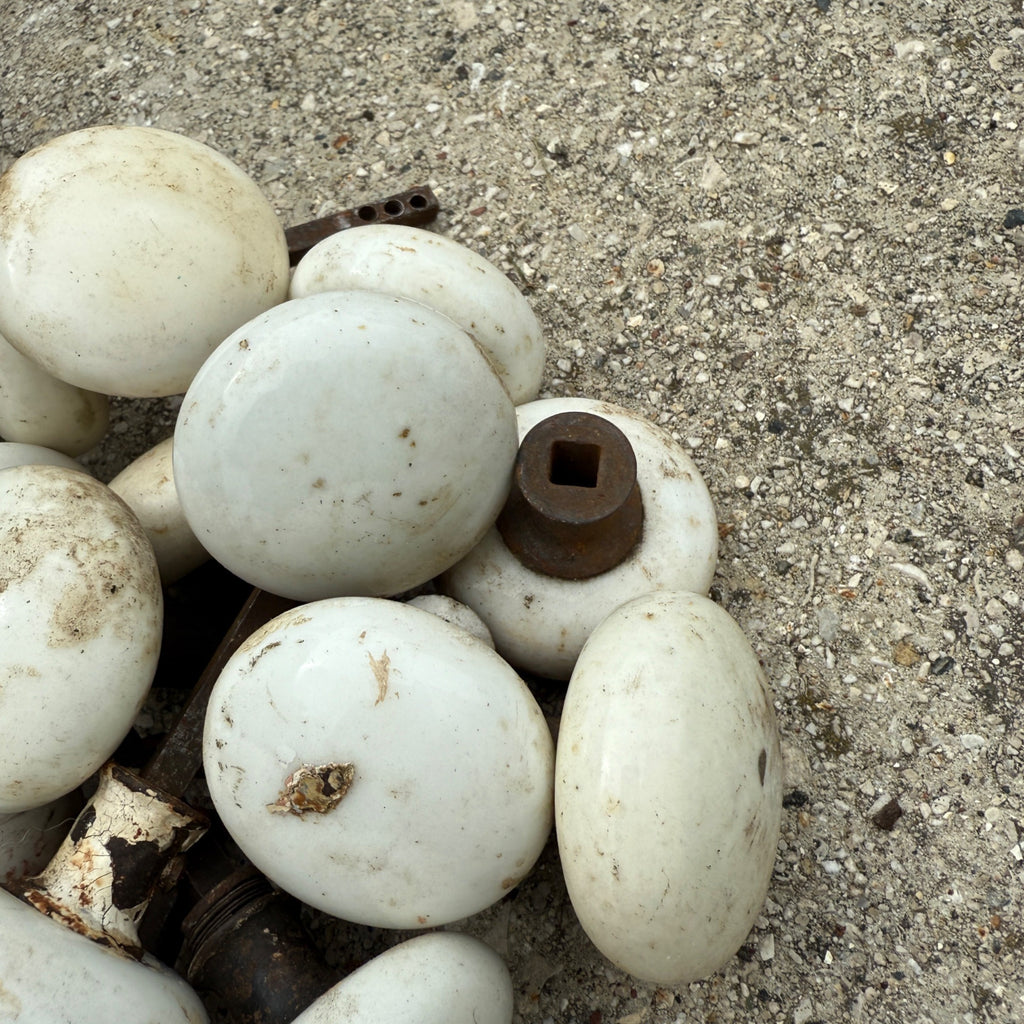 Antique White Porcelain Door Knobs Salvage Hardware Lot Victorian House