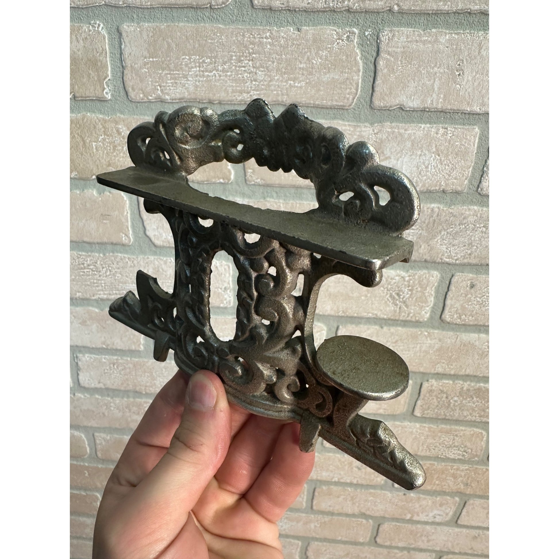 Antique Crescent USA Toy Cast Iron Stove Top Back Vent Pipe Ornate Piece / Part