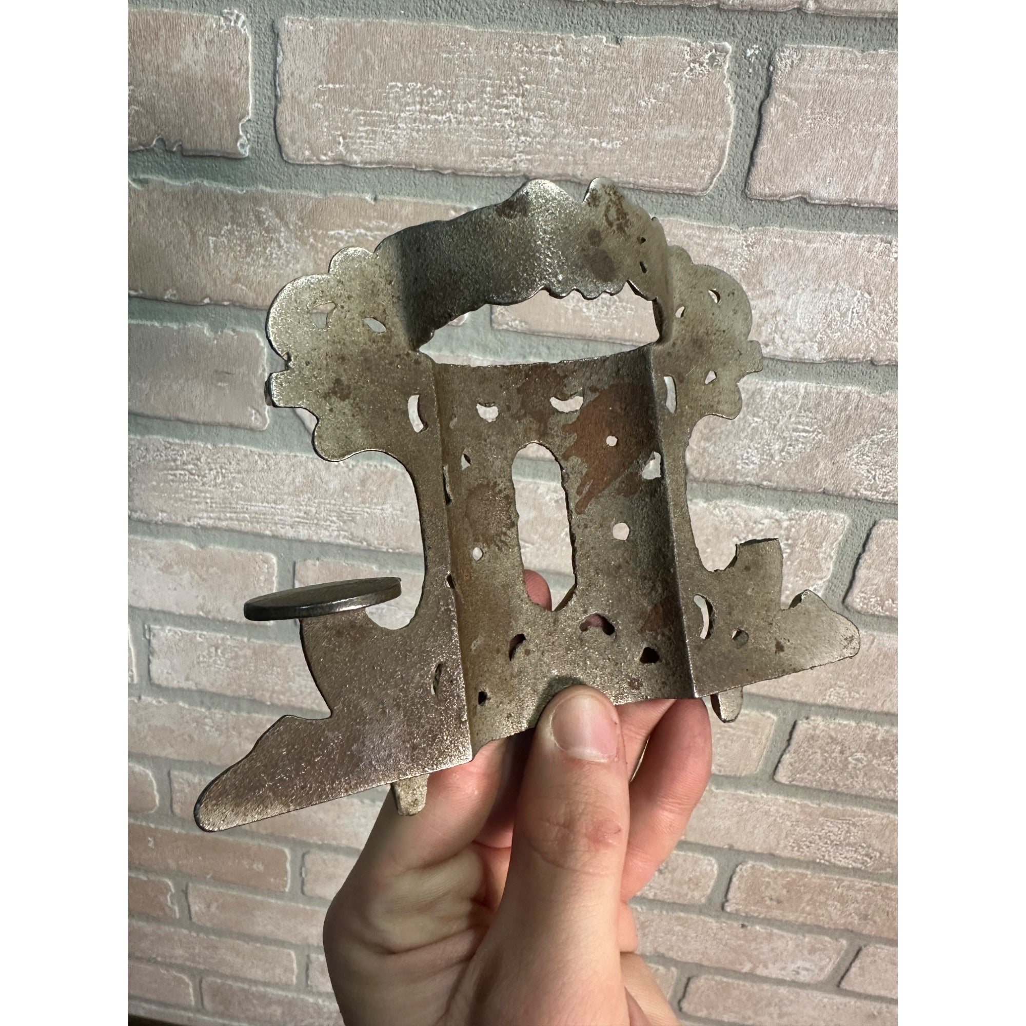 Antique Crescent USA Toy Cast Iron Stove Top Back Vent Pipe Ornate Piece / Part