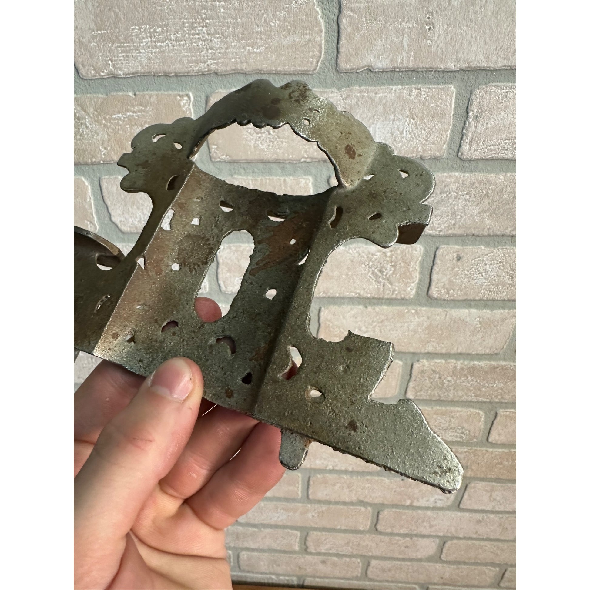 Antique Crescent USA Toy Cast Iron Stove Top Back Vent Pipe Ornate Piece / Part