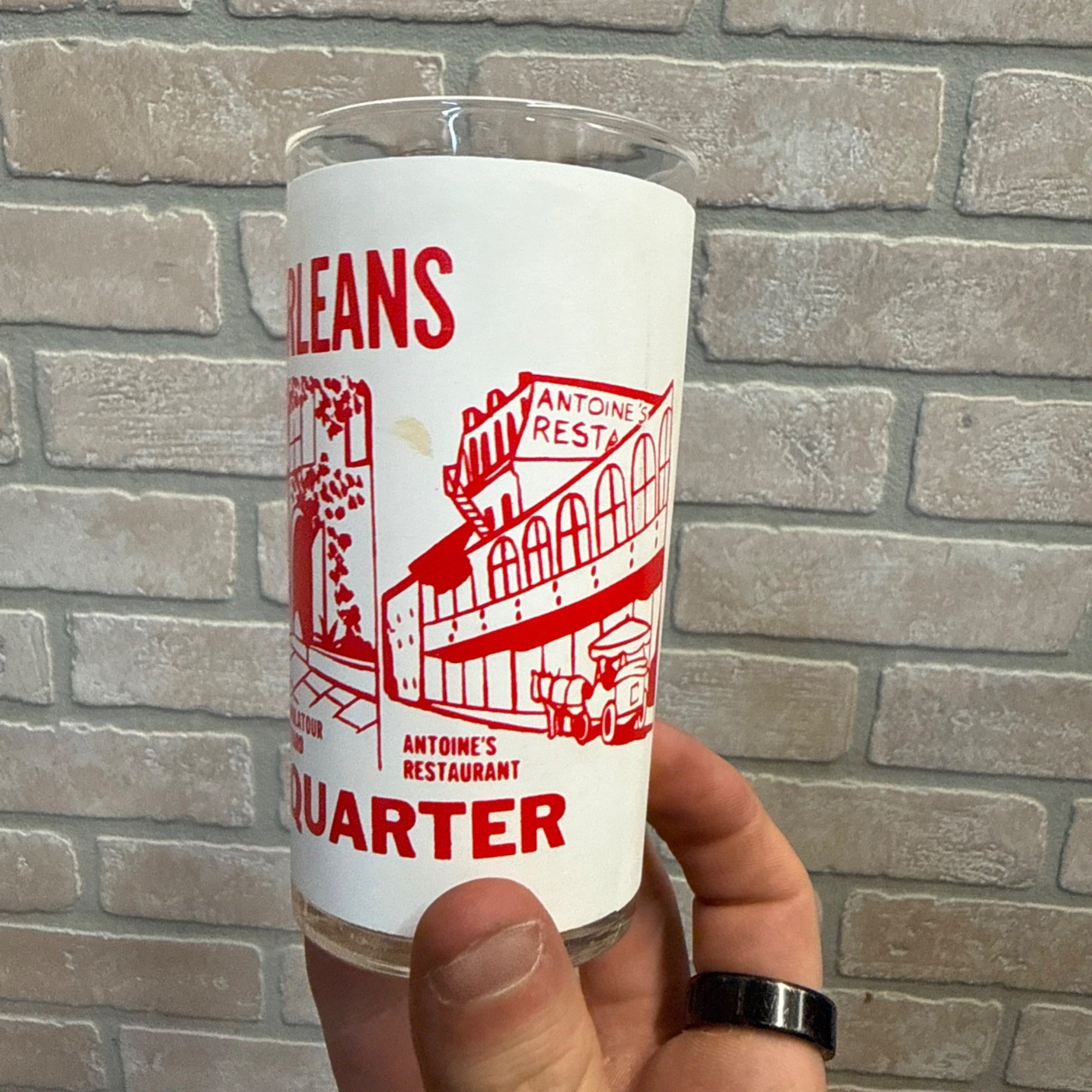 Vintage Drinking Glass New Orleans, Louisiana French Quarter Attractions Hazel Atlas
