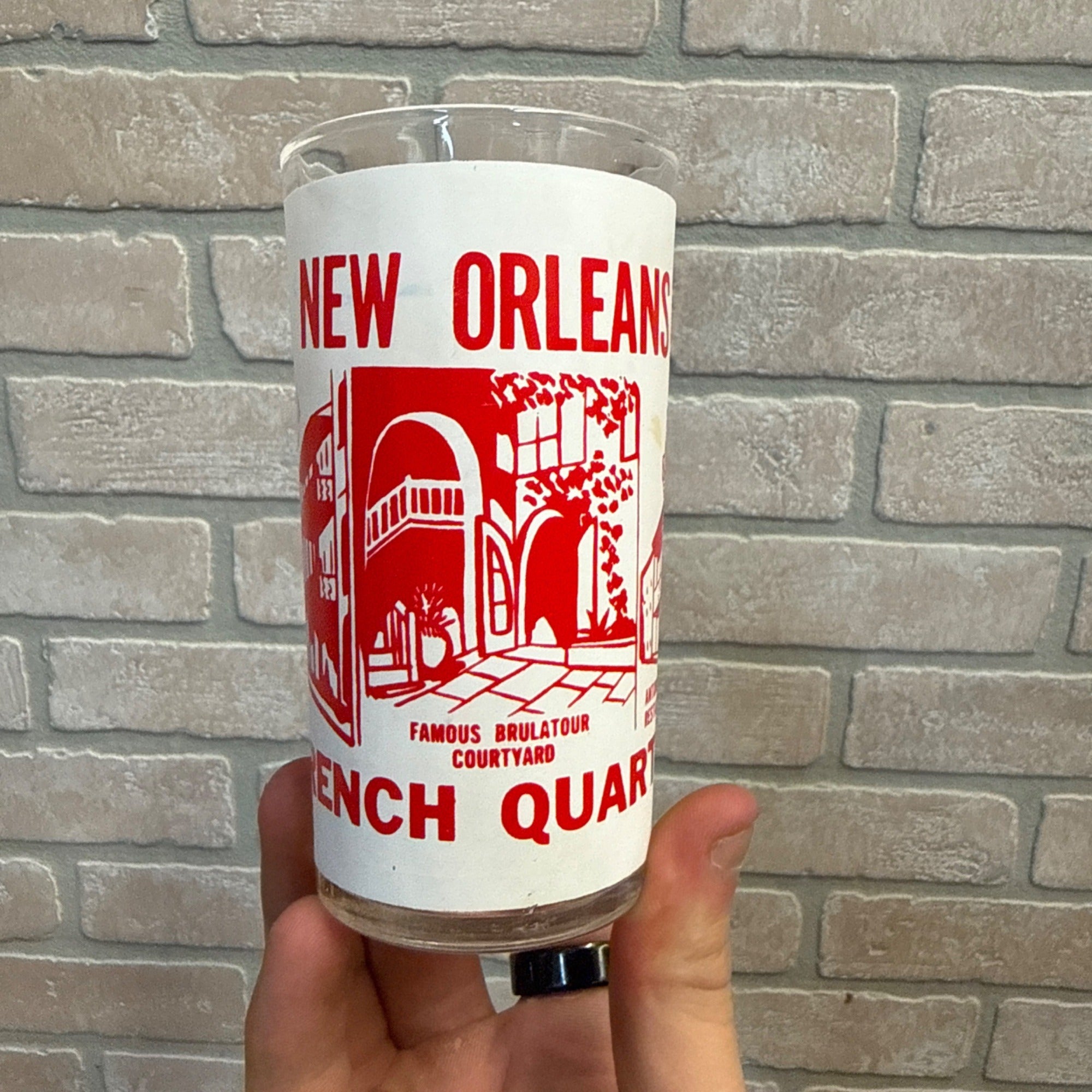 Vintage Drinking Glass New Orleans, Louisiana French Quarter Attractions Hazel Atlas
