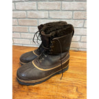 Vintage Sorel Dominator Boots Mens 12 Brown Leather Wool Lined Snow Winter