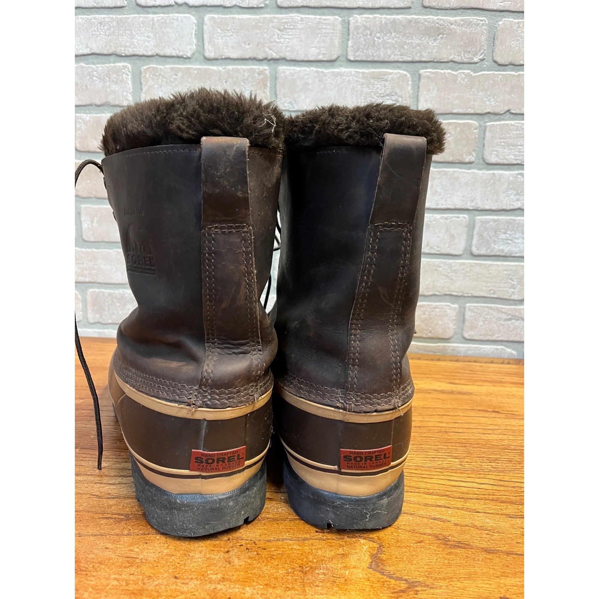 Vintage Sorel Dominator Boots Mens 12 Brown Leather Wool Lined Snow Winter