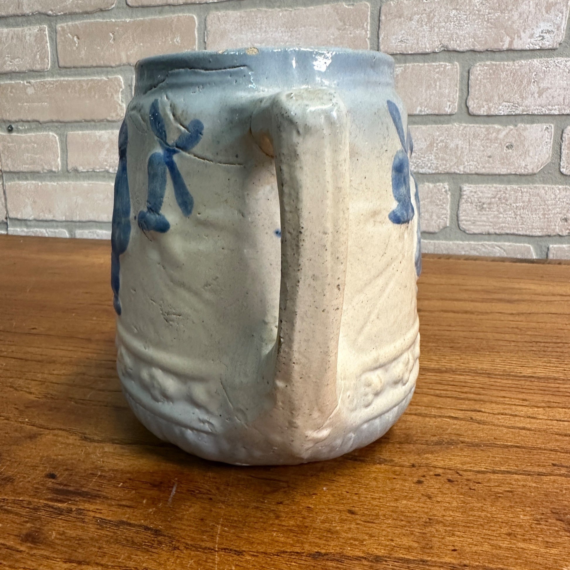 Antique 1916 Brush-McCoy Stoneware Pitcher with Kissing Dutch Children/Windmill