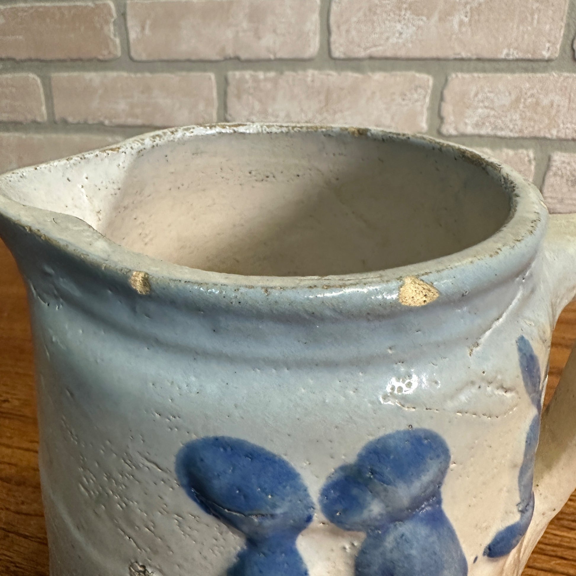 Antique 1916 Brush-McCoy Stoneware Pitcher with Kissing Dutch Children/Windmill
