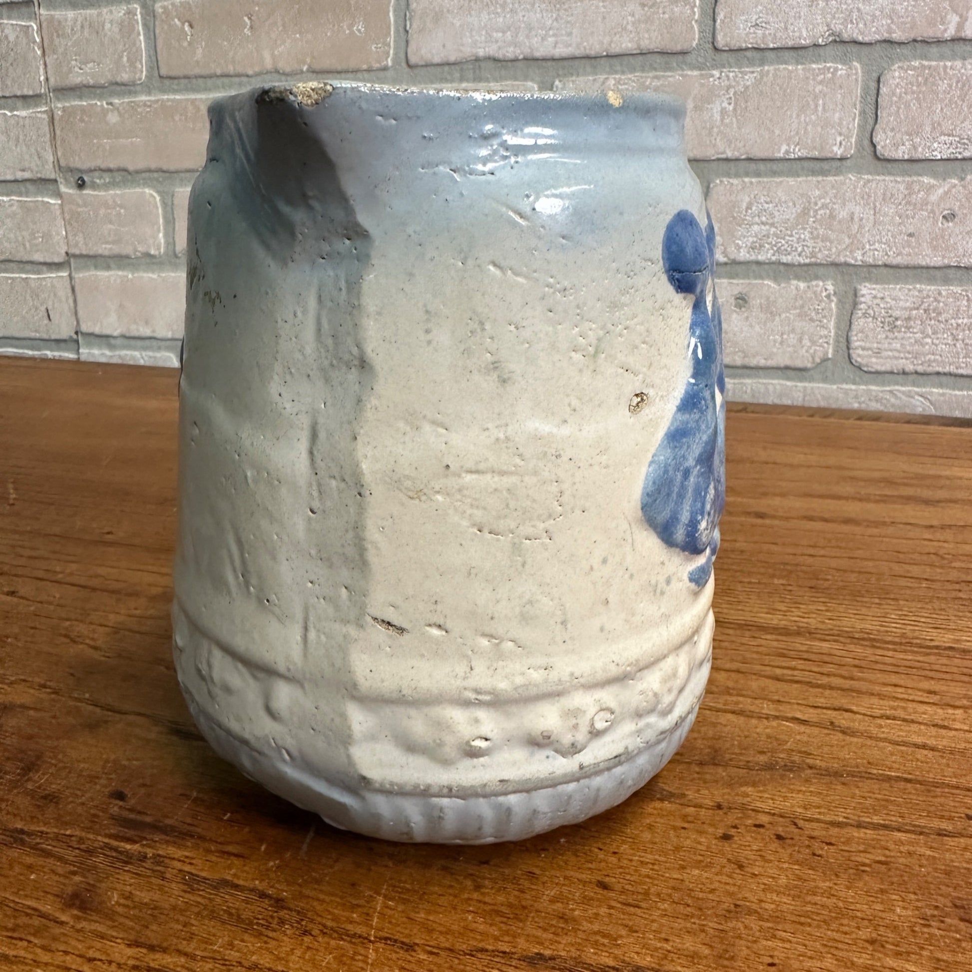 Antique 1916 Brush-McCoy Stoneware Pitcher with Kissing Dutch Children/Windmill
