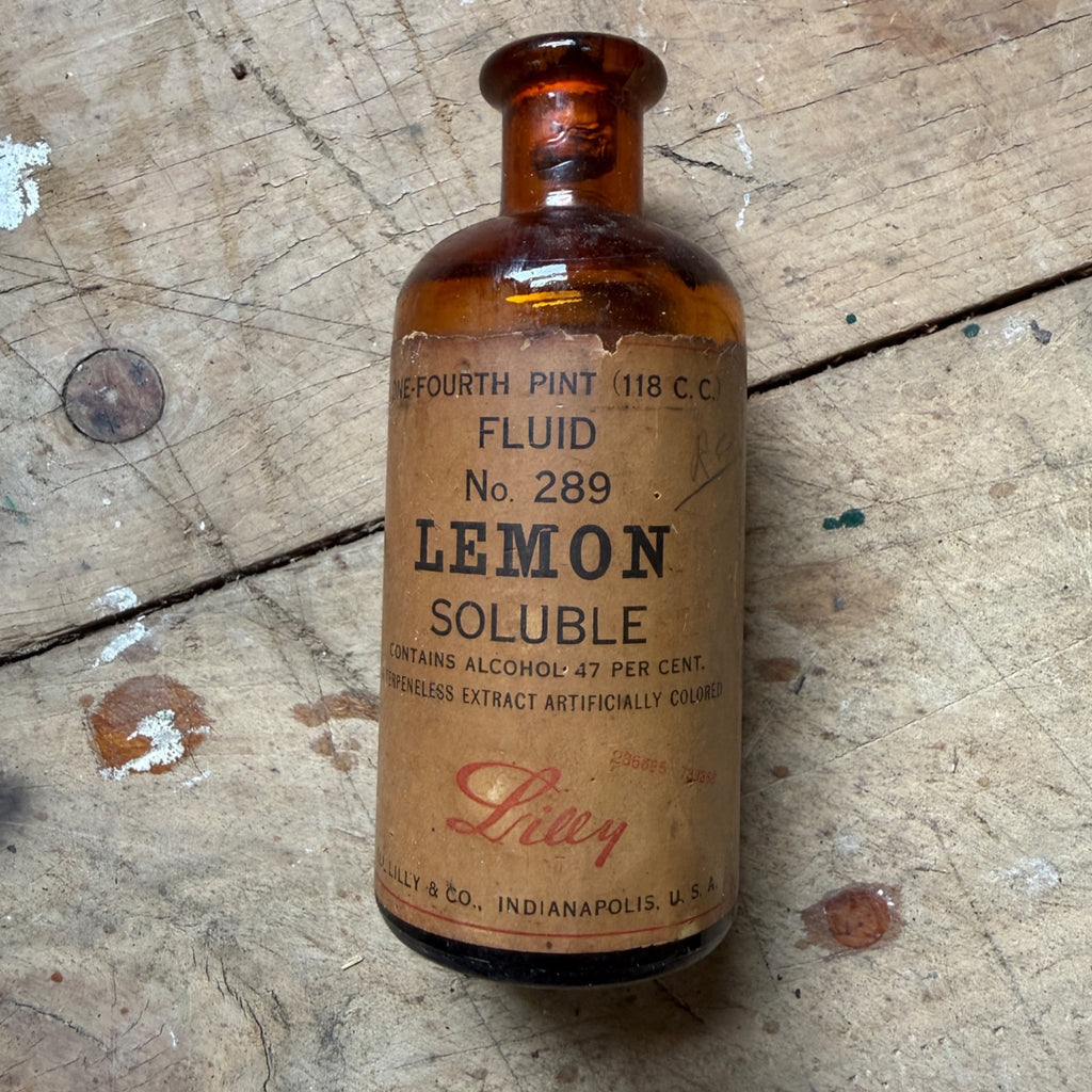 Vintage Eli Lilly Lemon Soluble Fluid No 289 Pharmacy Drug Store Compound Bottle