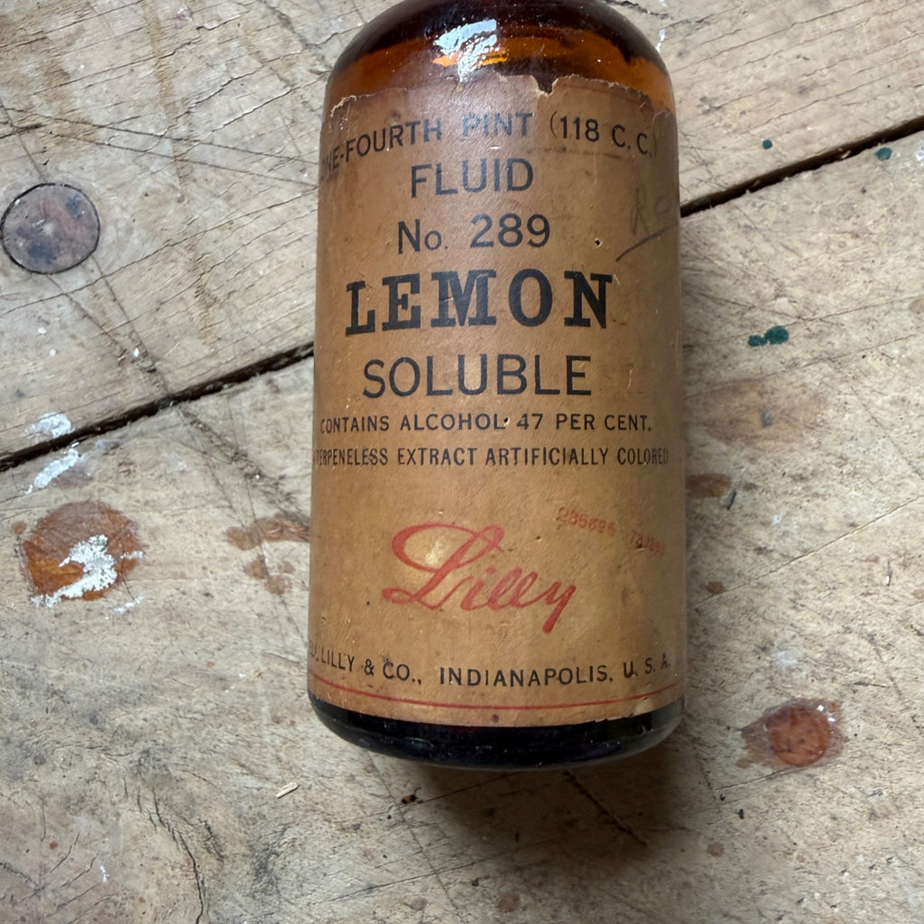Vintage Eli Lilly Lemon Soluble Fluid No 289 Pharmacy Drug Store Compound Bottle