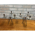 Vintage 1960's Swedish GABIS Stainless Steel Metal Candelabra Candlesticks Pair MCM Tablescaping