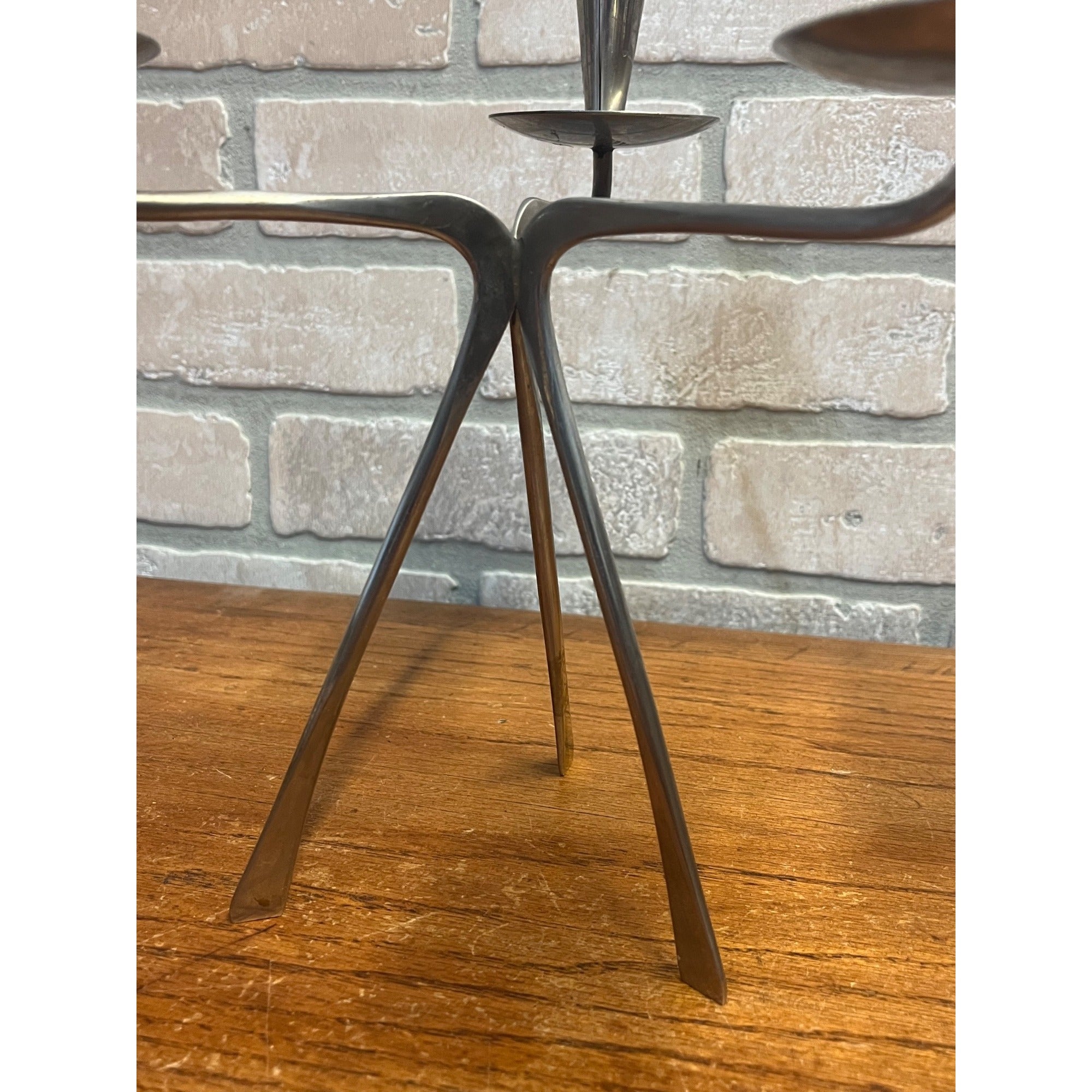 Vintage 1960's Swedish GABIS Stainless Steel Metal Candelabra Candlesticks Pair MCM Tablescaping