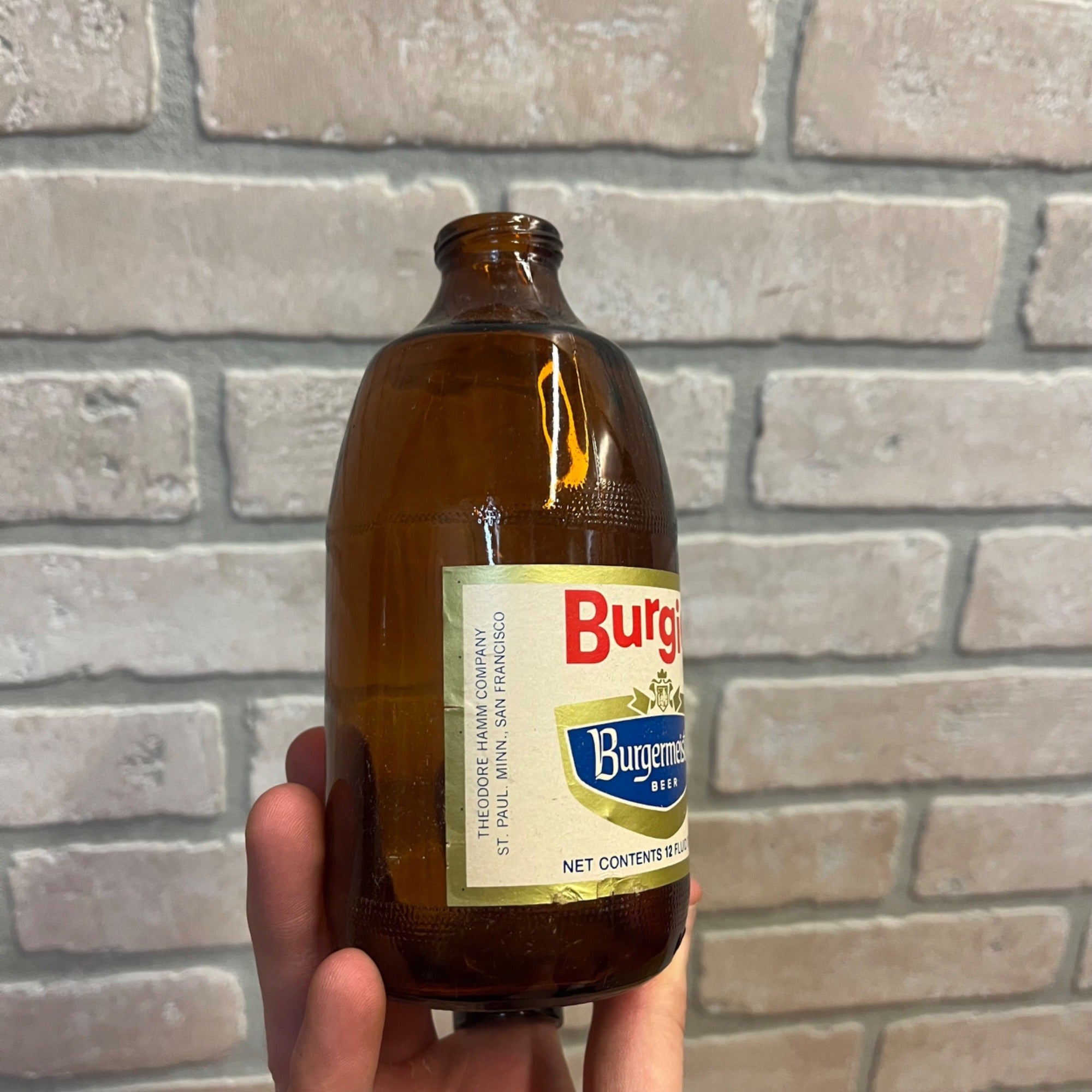 Vintage Burgie Burgermeister Shorty 12oz Glass Beer Bottle Hamms