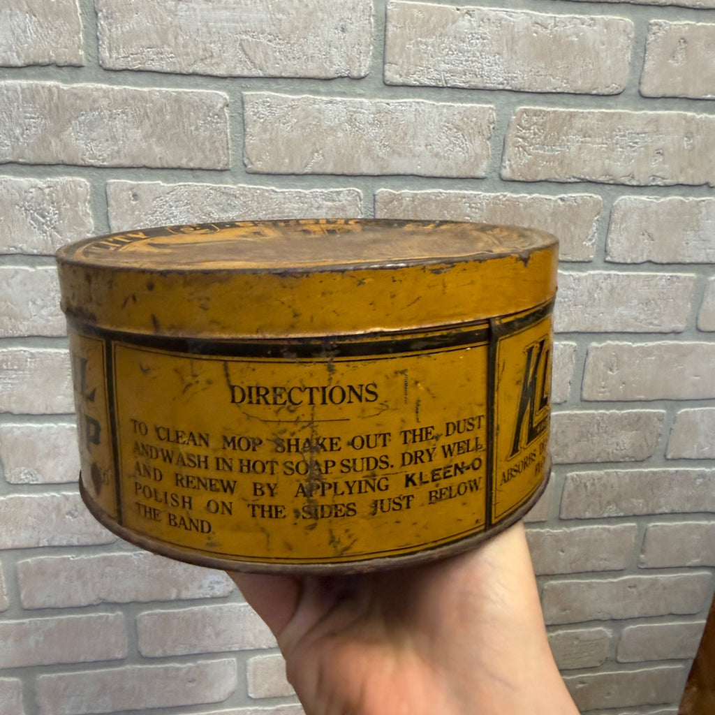 Old Advertising Tin Kleen-O Floor Mops 1900s Kitchen Laundry Room Decor